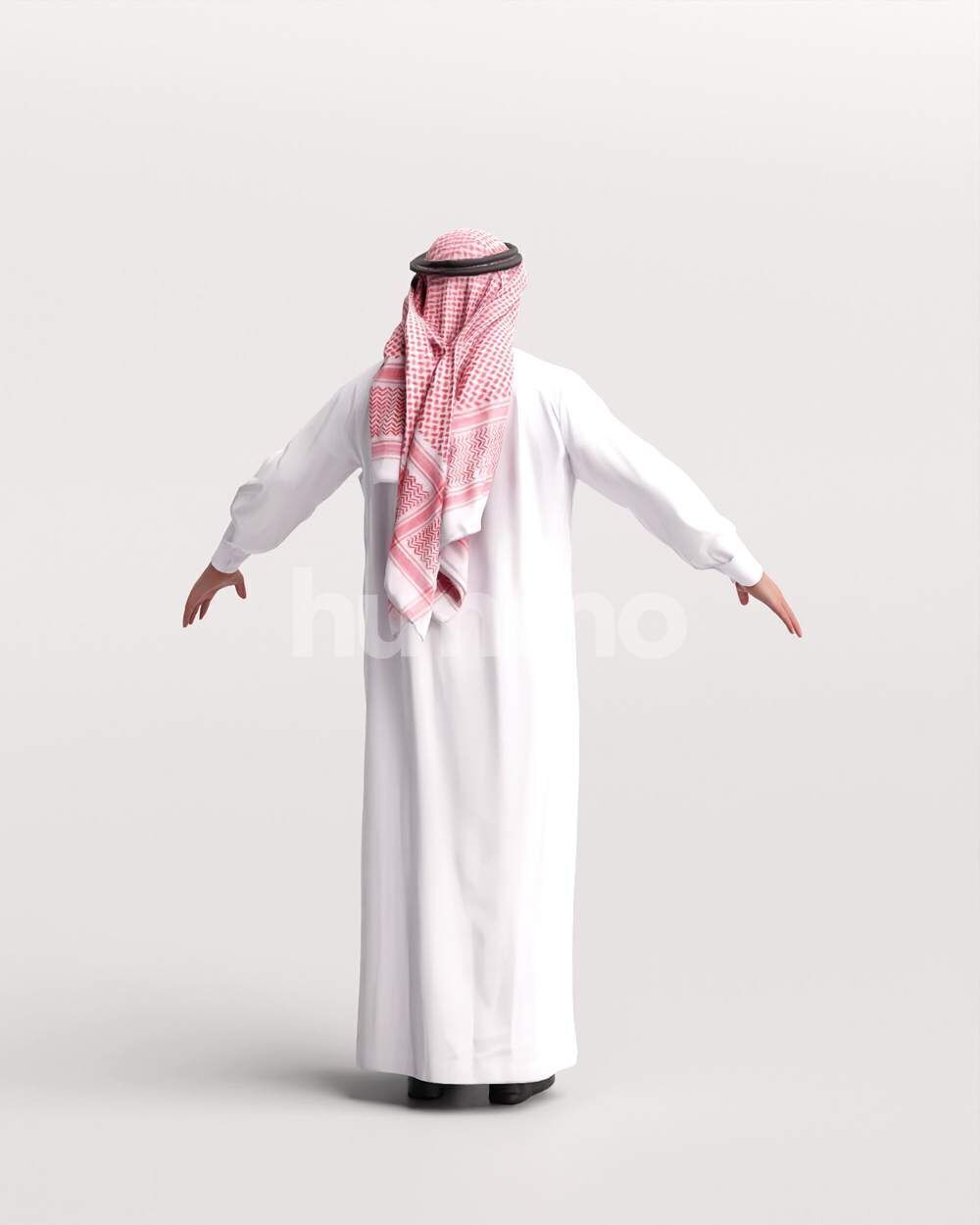 Arab man rigged - different thobe colors - 065-6052 Low-poly 3D model_16