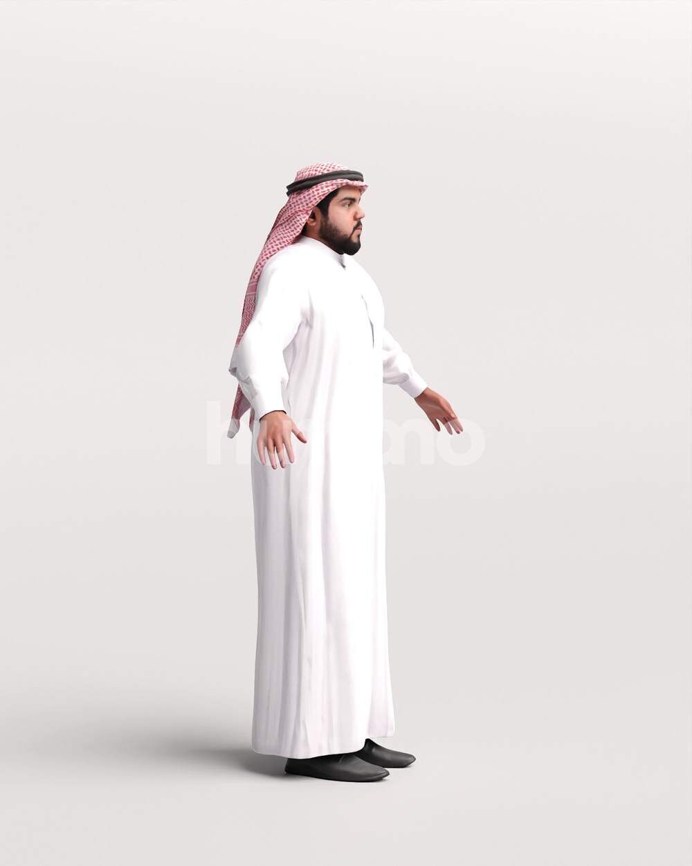 Arab man rigged - different thobe colors - 065-6052 Low-poly 3D model_21