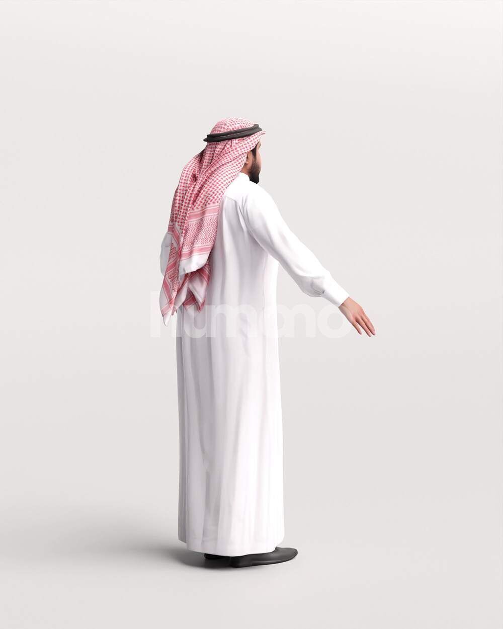 Arab man rigged - different thobe colors - 065-6052 Low-poly 3D model_18