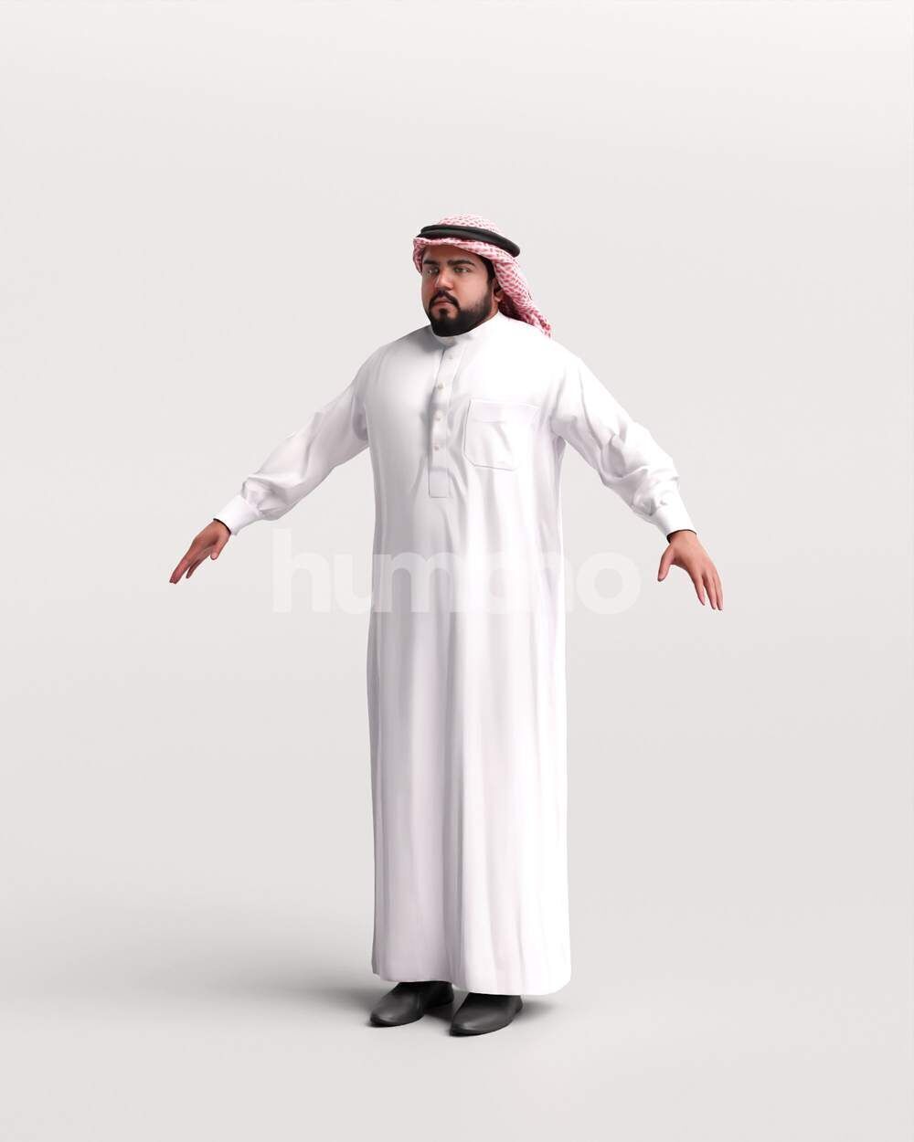 Arab man rigged - different thobe colors - 065-6052 Low-poly 3D model_8