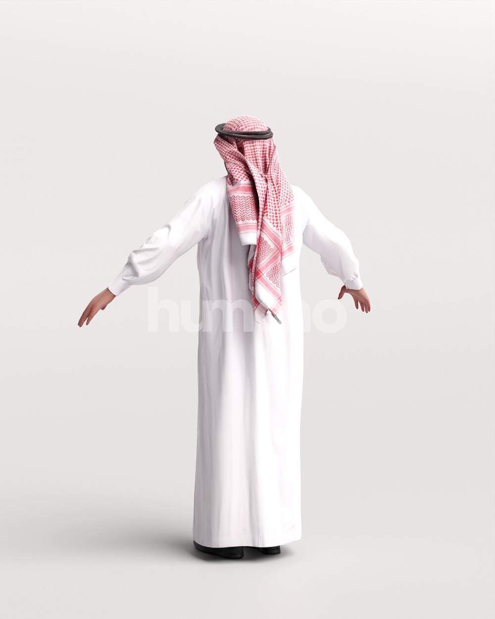 Arab man rigged - different thobe colors - 065-6052 Low-poly 3D model_14