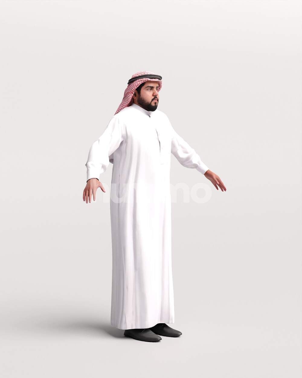 Arab man rigged - different thobe colors - 065-6052 Low-poly 3D model_22