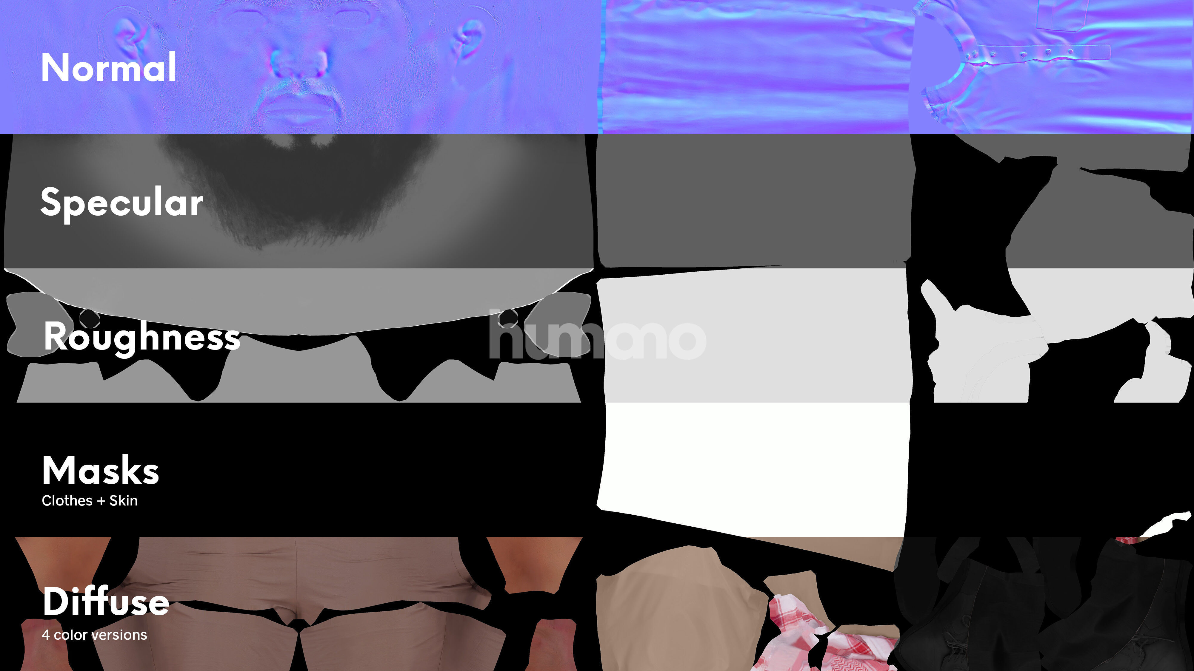 Arab man rigged - different thobe colors - 065-6052 Low-poly 3D model_5