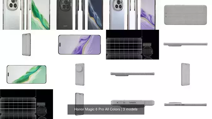 Honor Magic 6 Pro All Colors 3D Model Collection