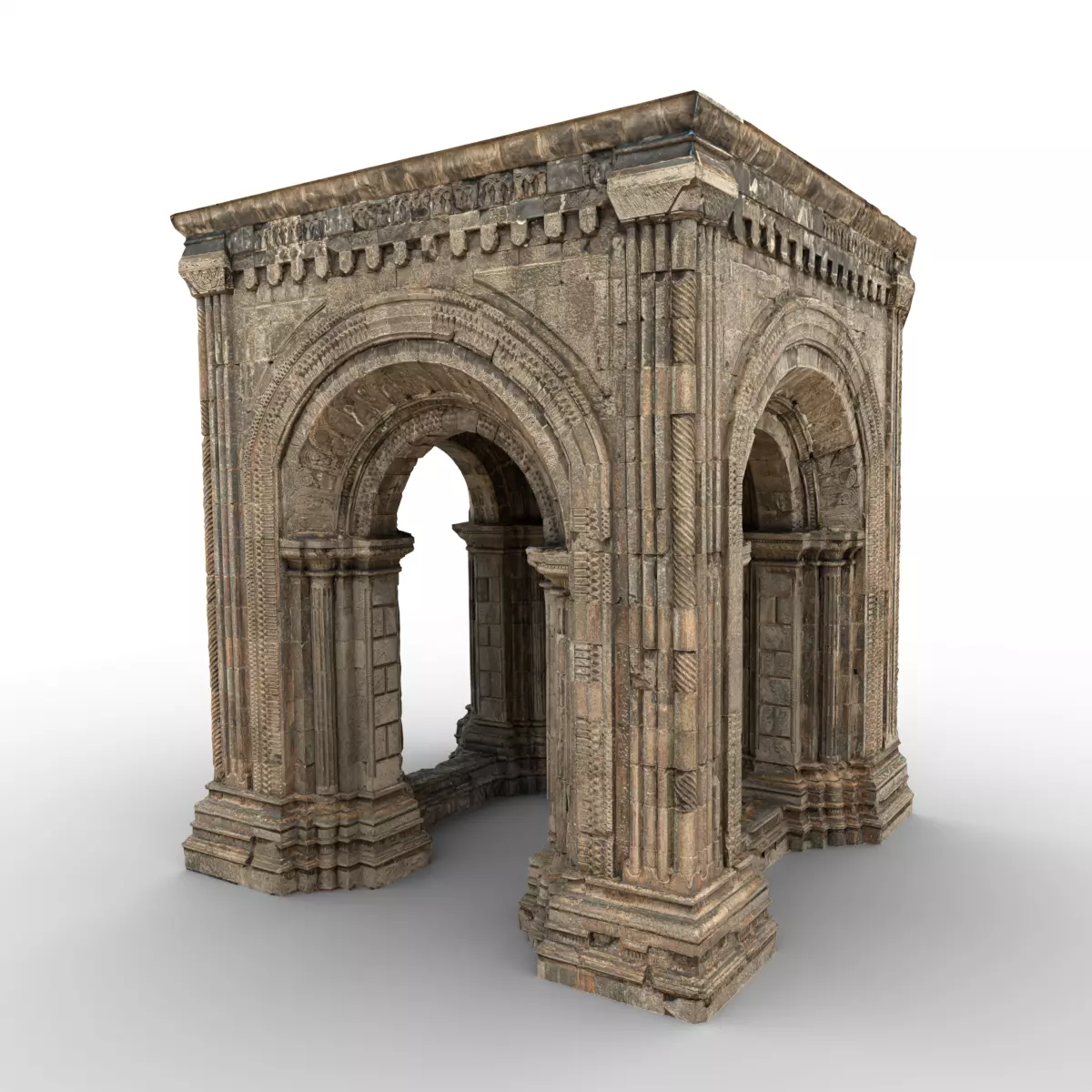 Monumental Castle Entrance with Arches Low-poly 3D model