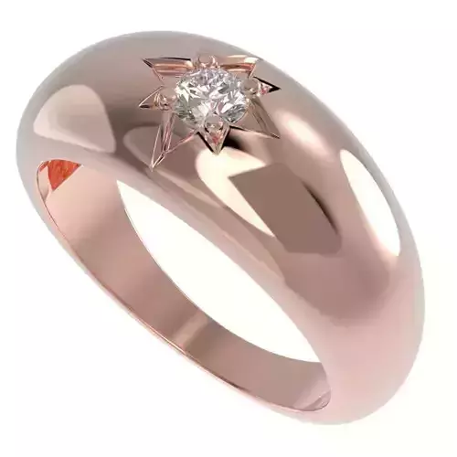 Star dome ring with diamond 3D print model