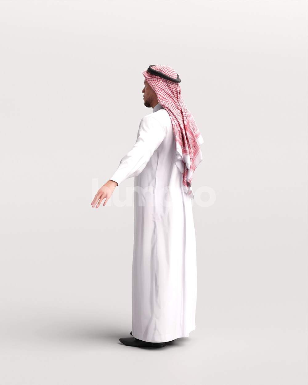 Arab man rigged -  different thobe colors - 066-6642 Low-poly 3D model_12
