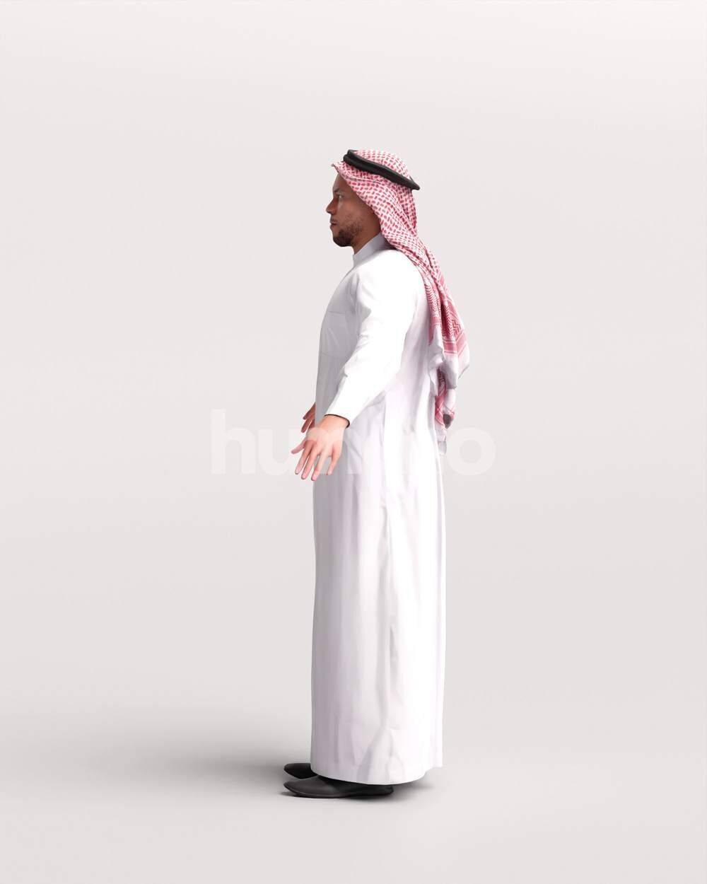 Arab man rigged -  different thobe colors - 066-6642 Low-poly 3D model_11