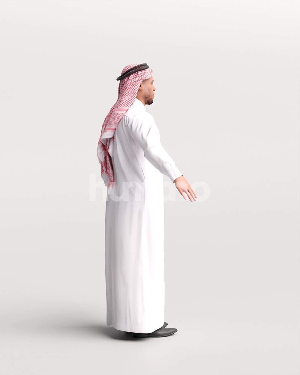 Arab man rigged -  different thobe colors - 066-6642 Low-poly 3D model_19
