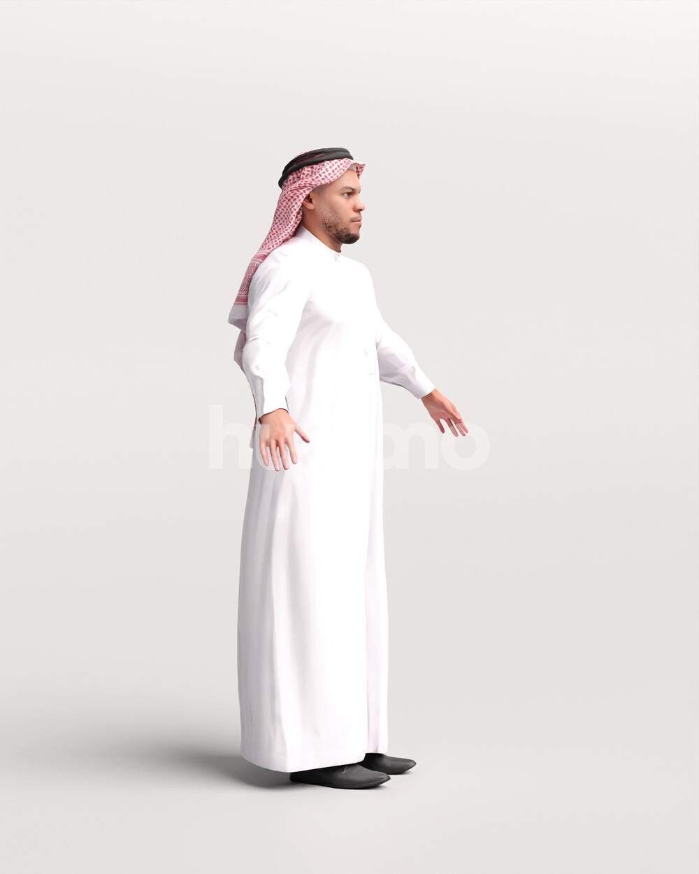 Arab man rigged -  different thobe colors - 066-6642 Low-poly 3D model_21