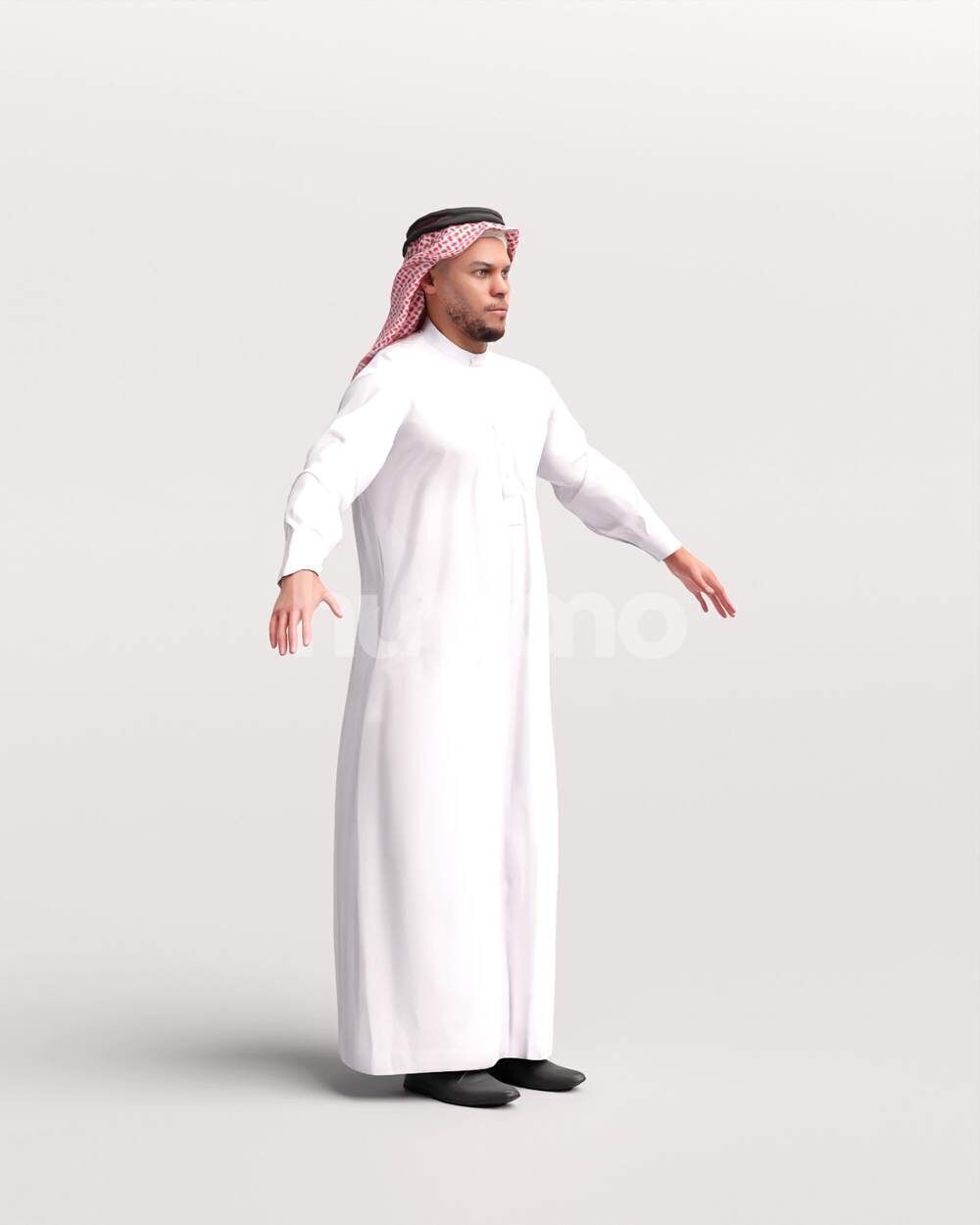 Arab man rigged -  different thobe colors - 066-6642 Low-poly 3D model_22