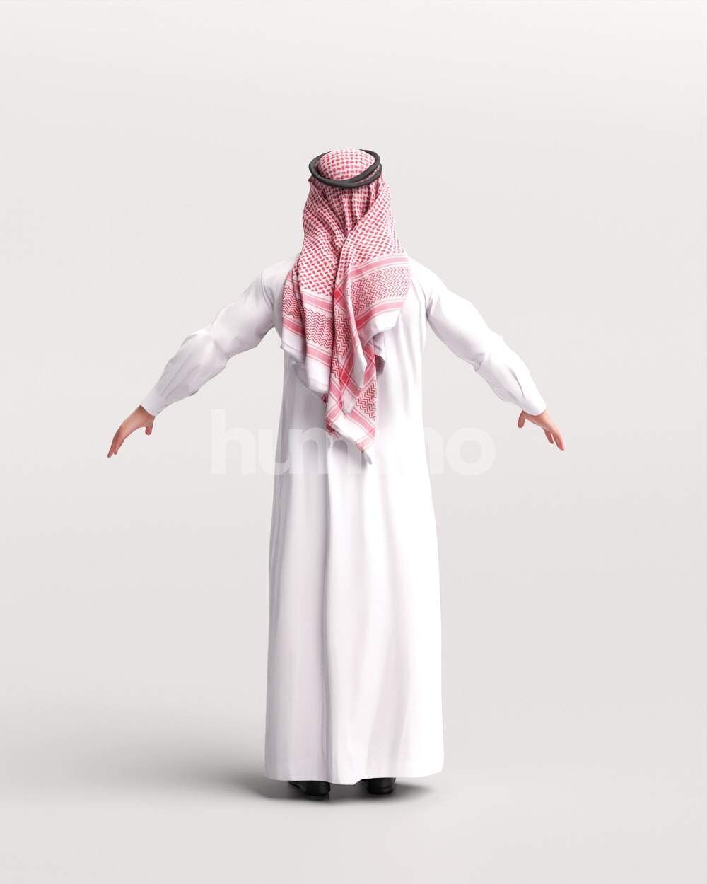 Arab man rigged -  different thobe colors - 066-6642 Low-poly 3D model_15