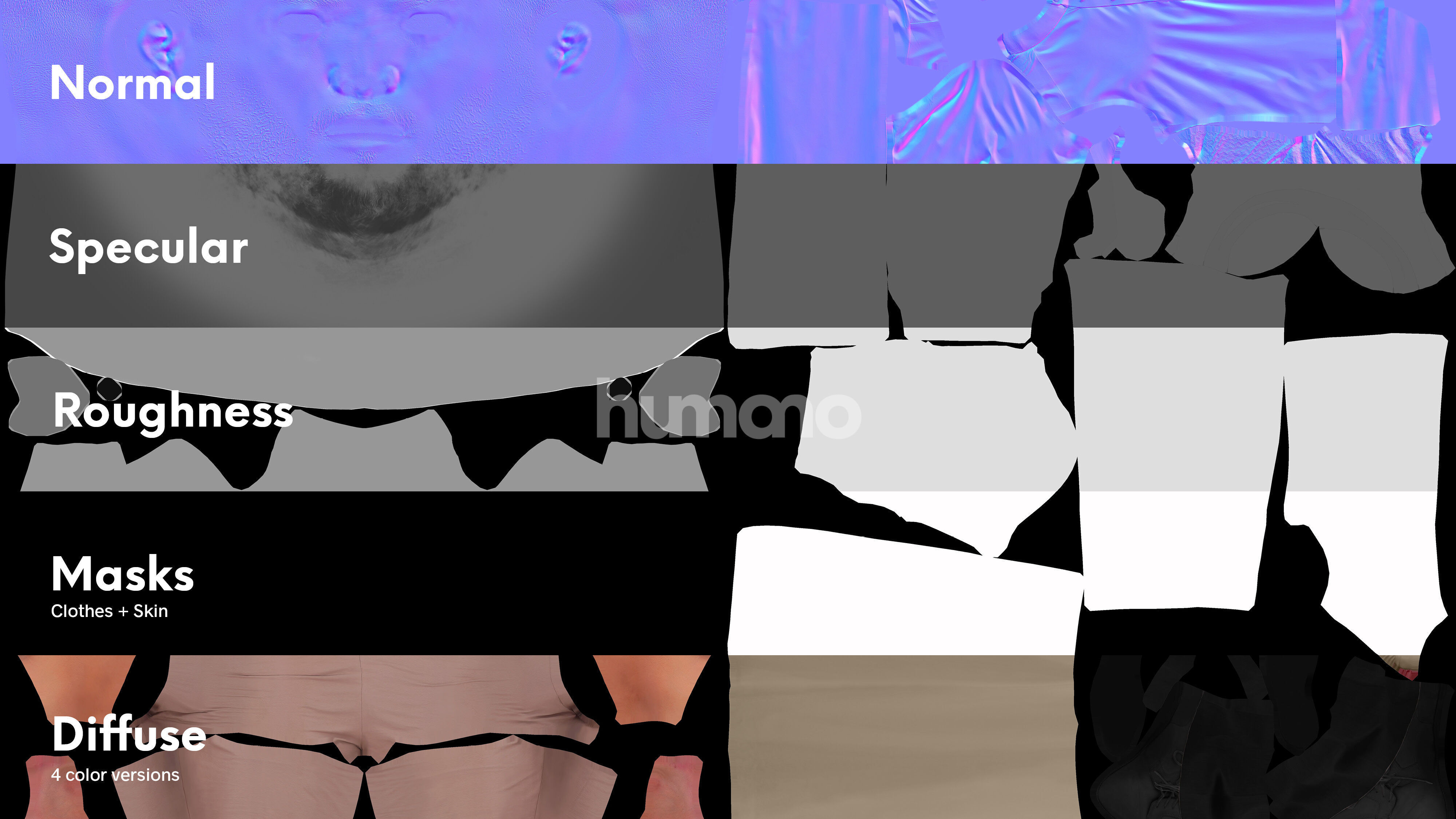 Arab man rigged -  different thobe colors - 066-6642 Low-poly 3D model_5