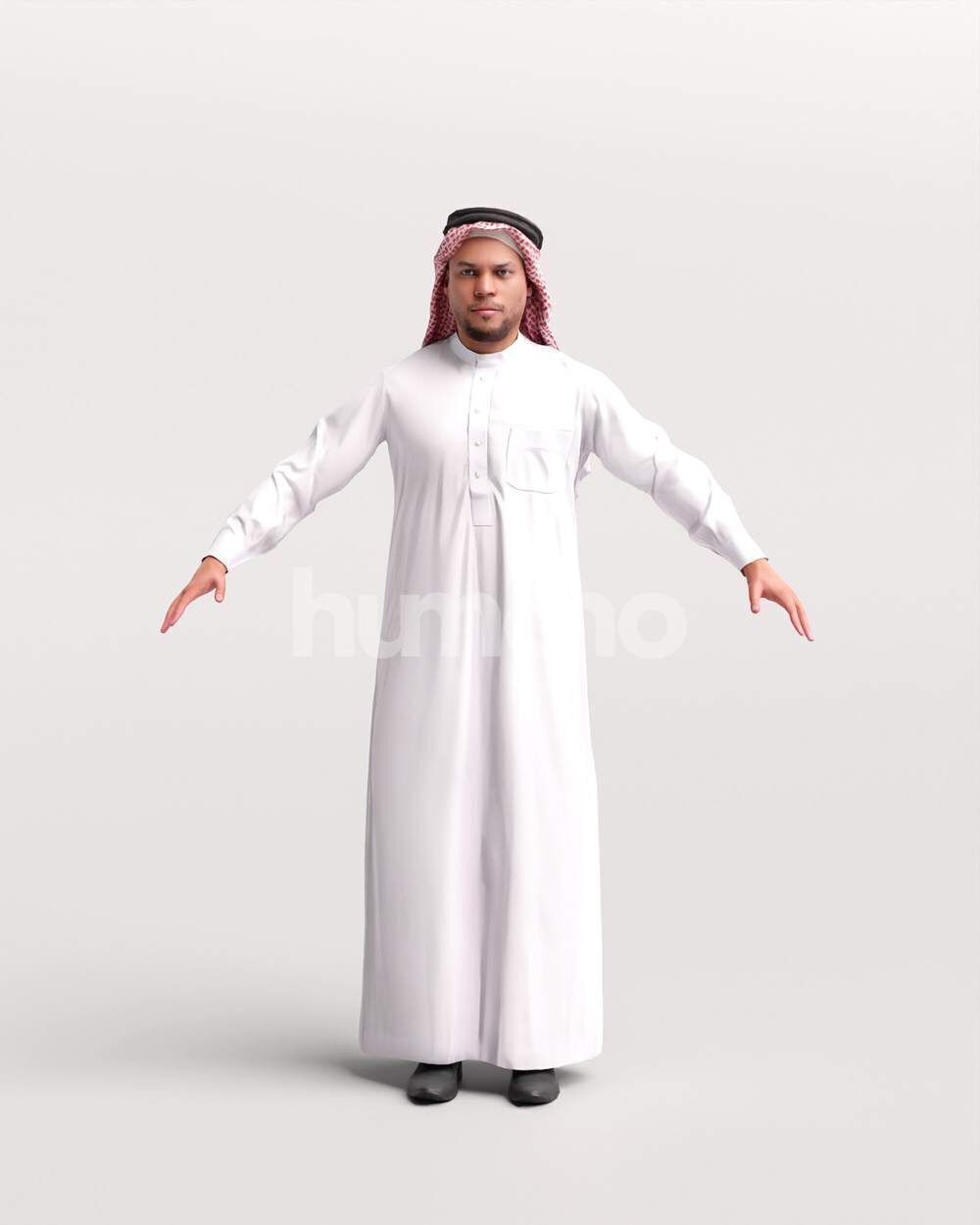 Arab man rigged -  different thobe colors - 066-6642 Low-poly 3D model_7