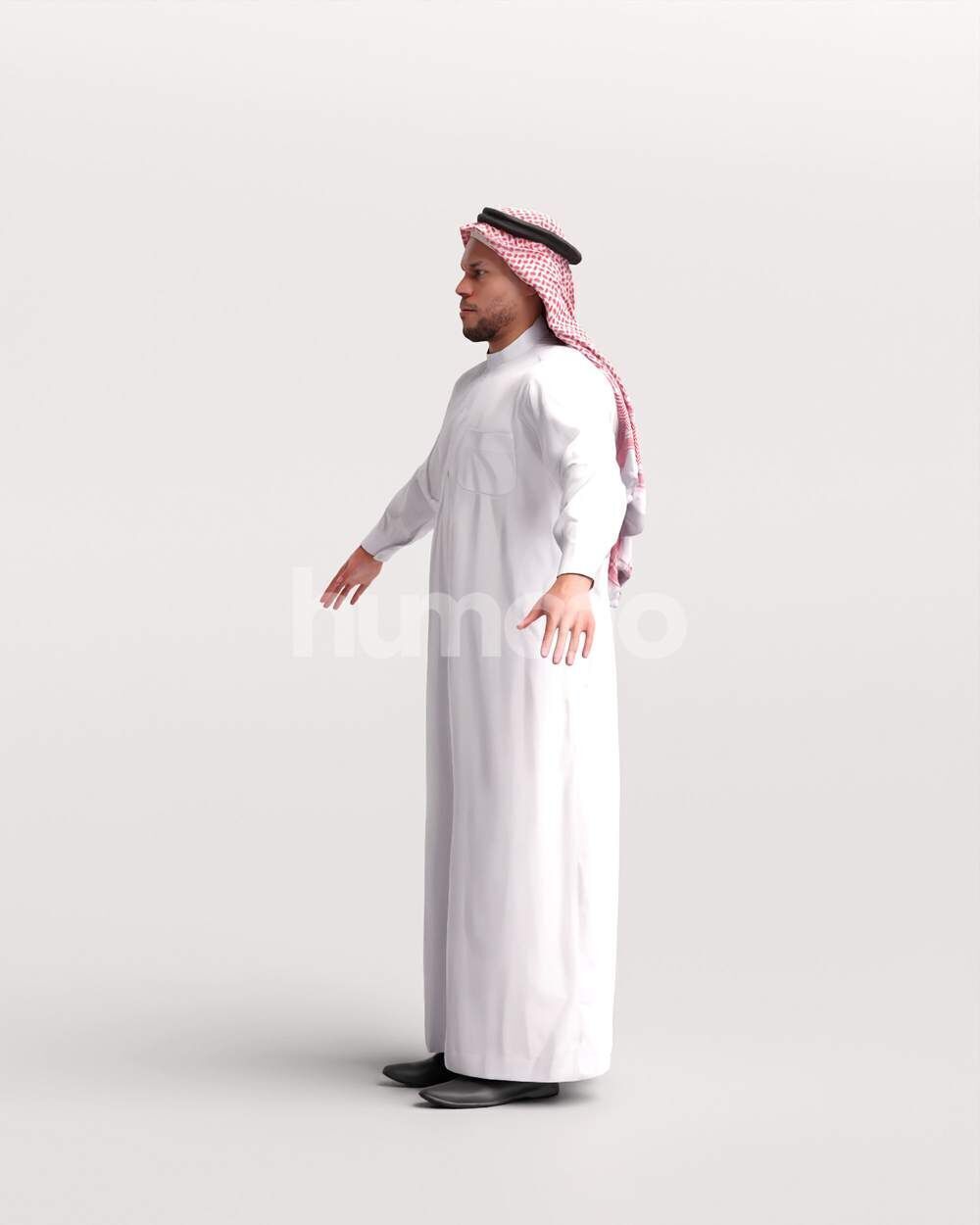 Arab man rigged -  different thobe colors - 066-6642 Low-poly 3D model_10