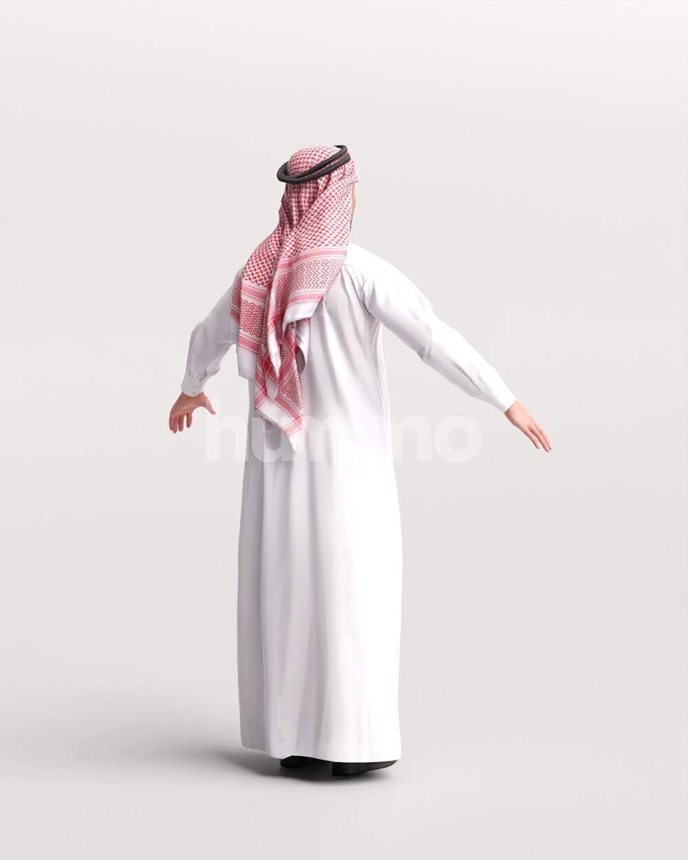 Arab man rigged -  different thobe colors - 066-6642 Low-poly 3D model_17