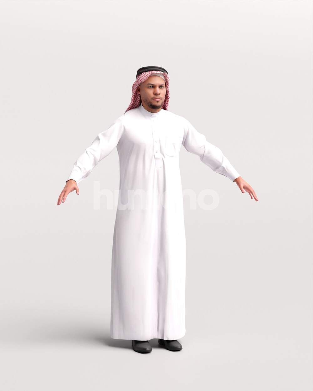 Arab man rigged -  different thobe colors - 066-6642 Low-poly 3D model_6