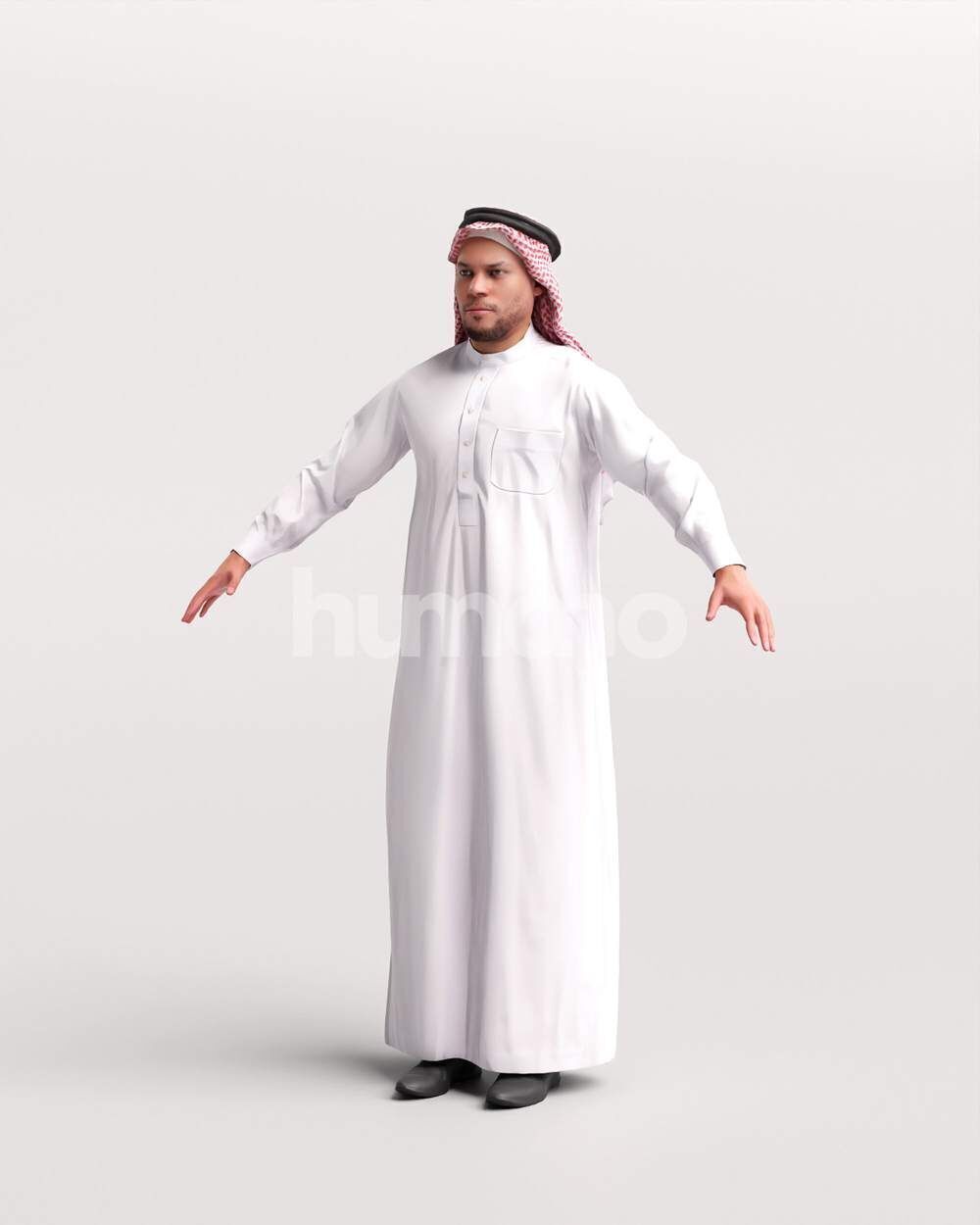 Arab man rigged -  different thobe colors - 066-6642 Low-poly 3D model_8