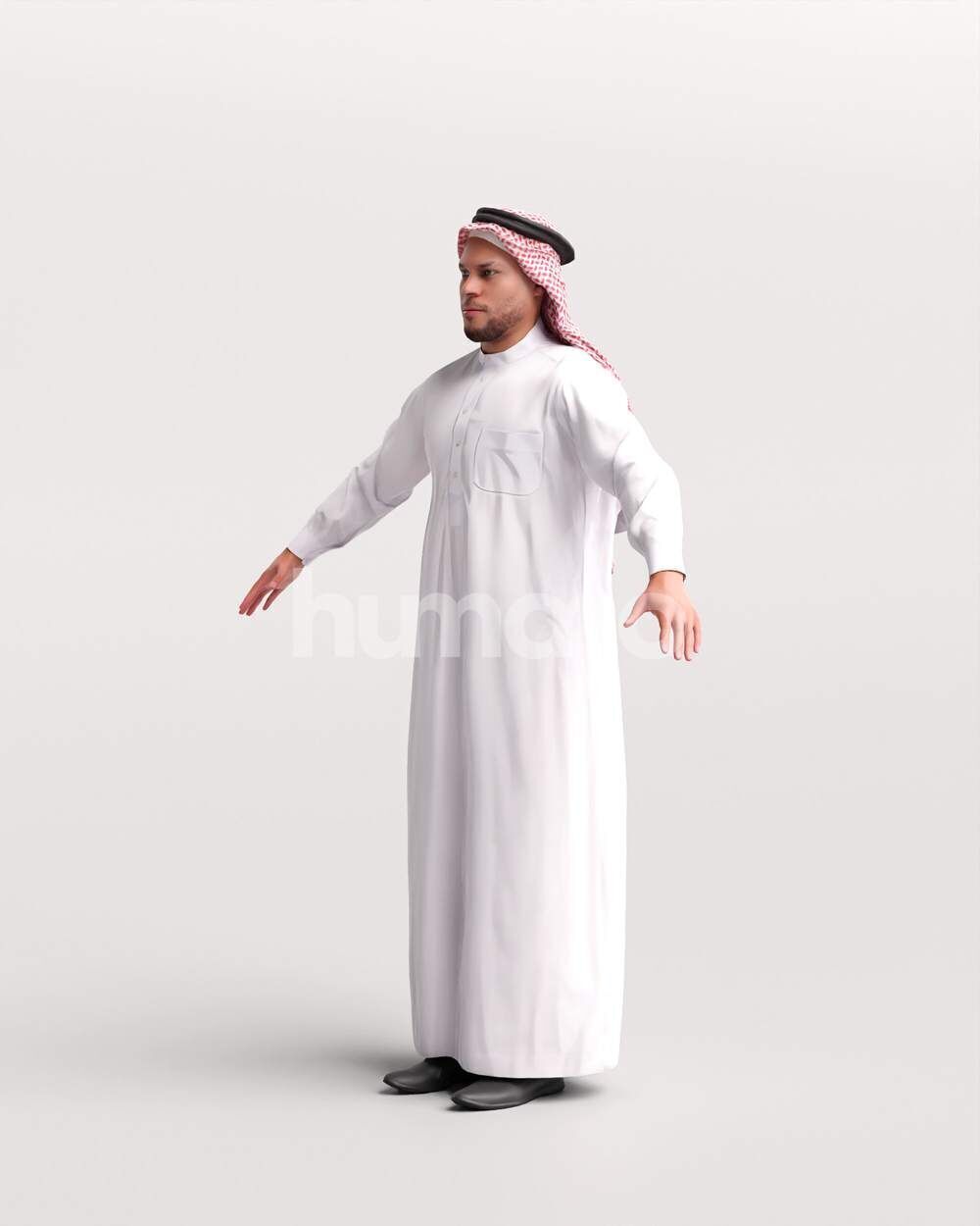 Arab man rigged -  different thobe colors - 066-6642 Low-poly 3D model_9