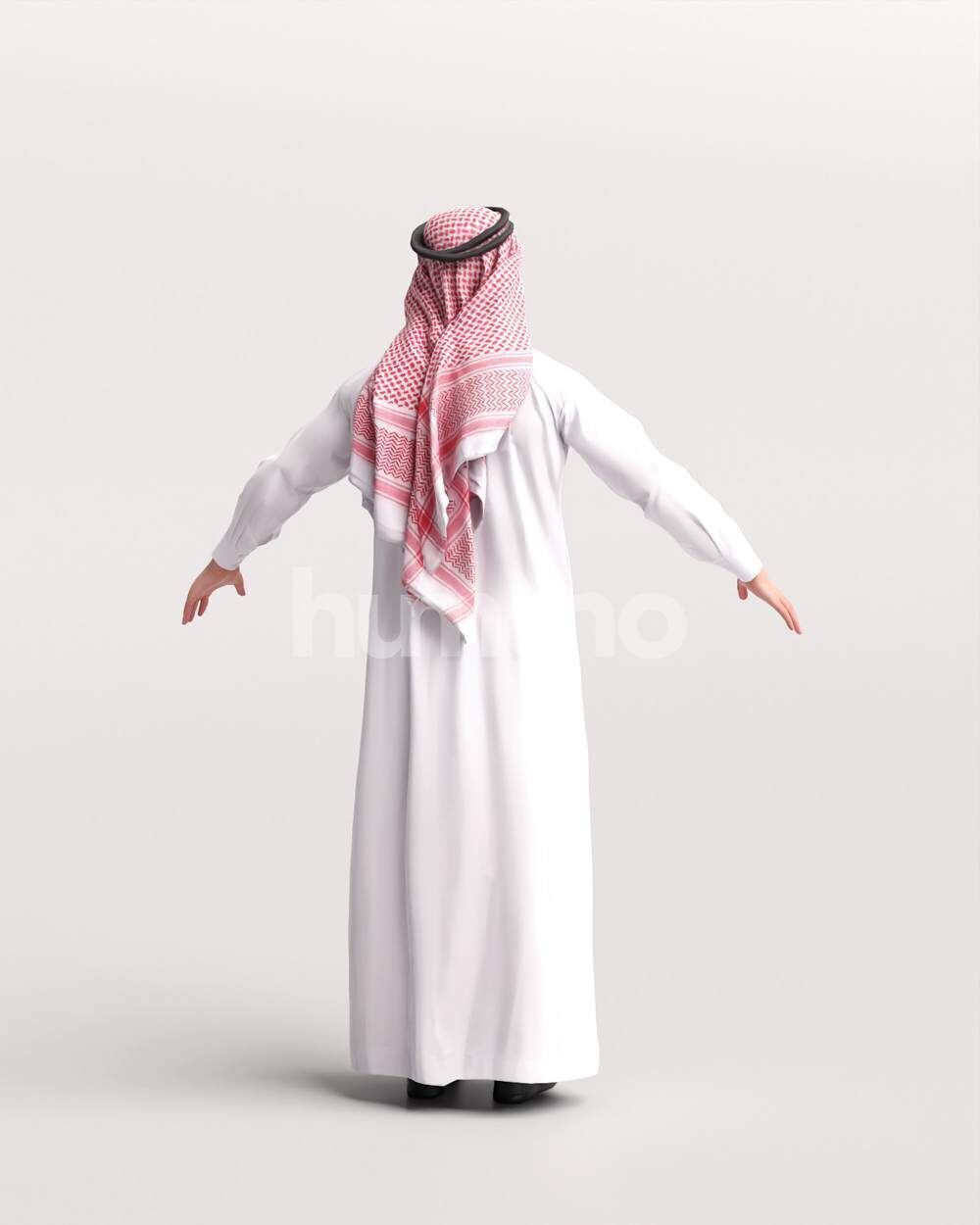 Arab man rigged -  different thobe colors - 066-6642 Low-poly 3D model_16