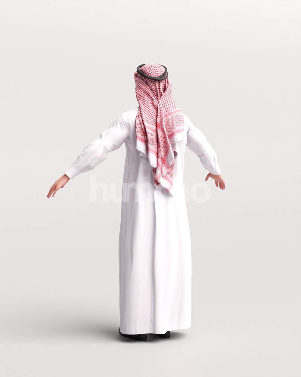 Arab man rigged -  different thobe colors - 066-6642 Low-poly 3D model_14