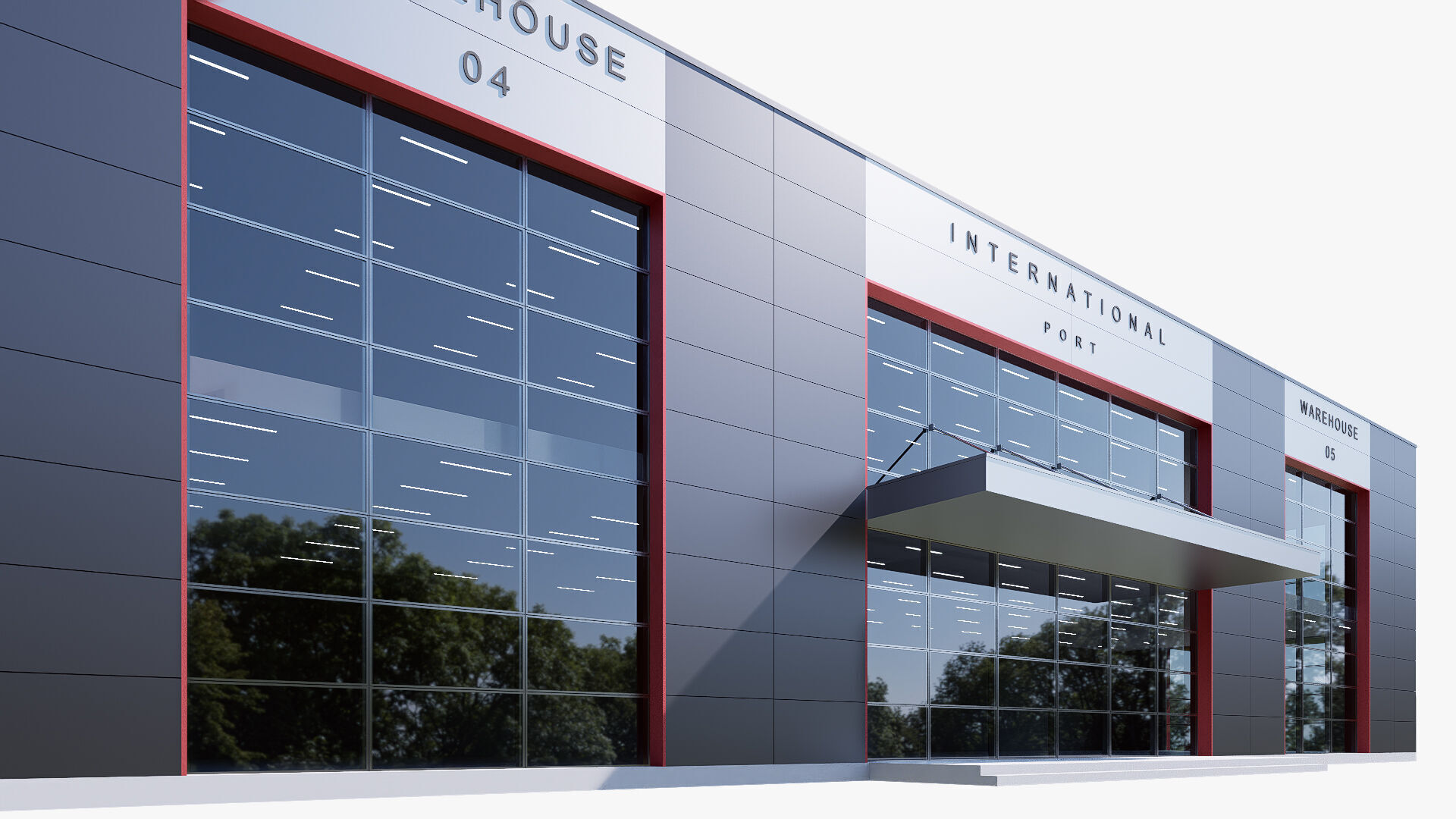 warehouse and office Low-poly 3D model_3