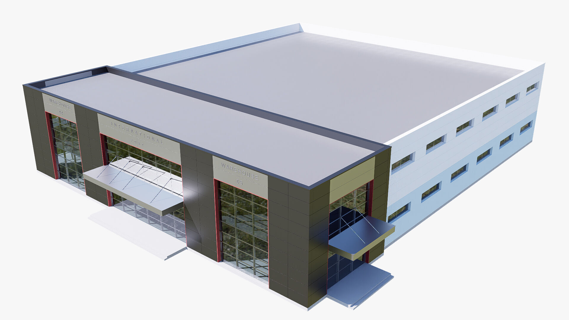 warehouse and office Low-poly 3D model_10