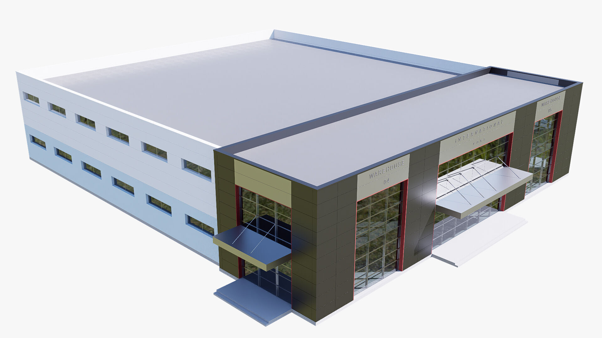 warehouse and office Low-poly 3D model_8