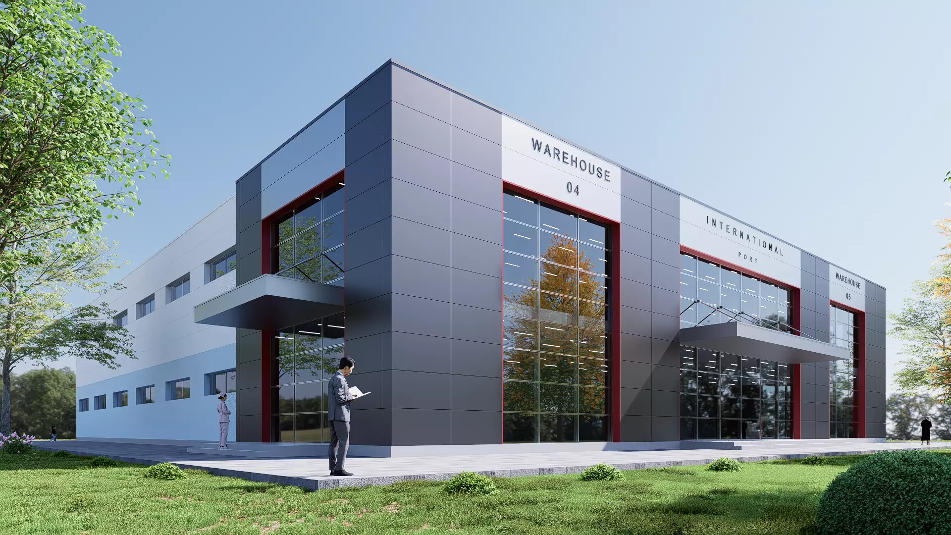 warehouse and office Low-poly 3D model_0