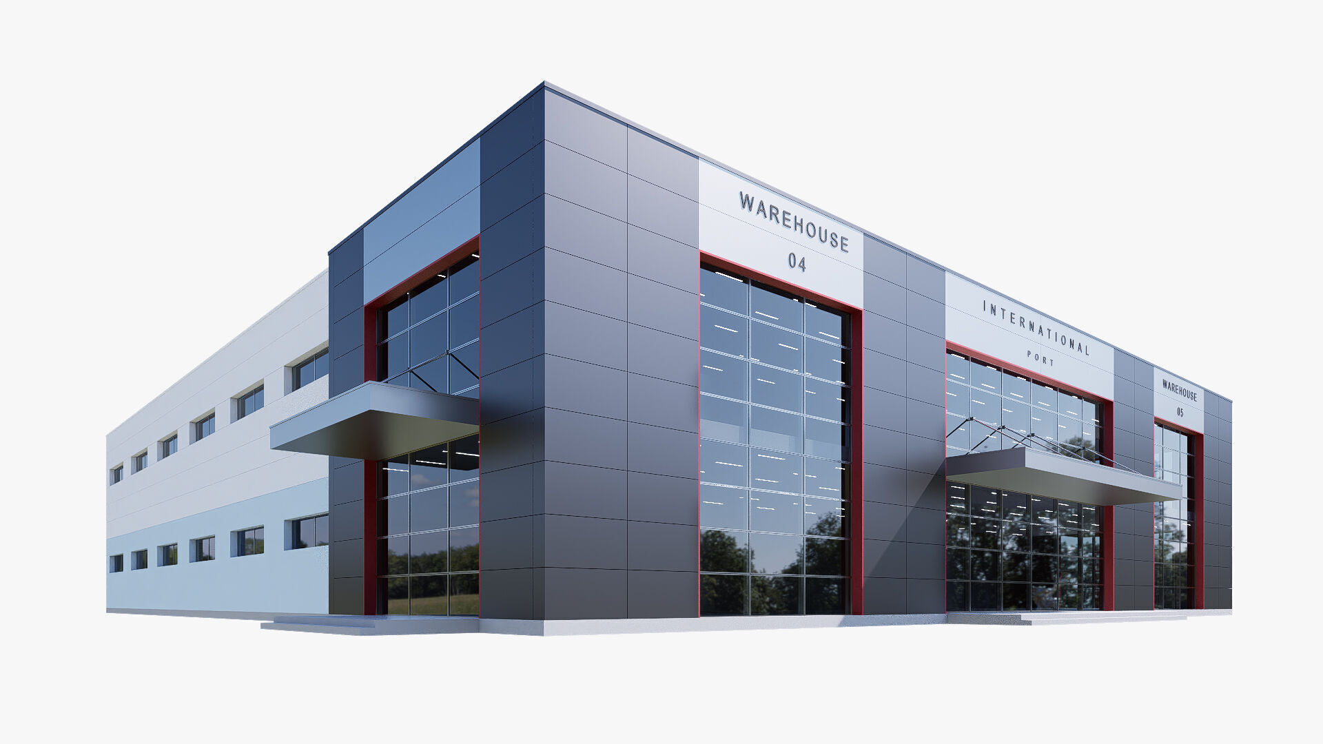 warehouse and office Low-poly 3D model_1