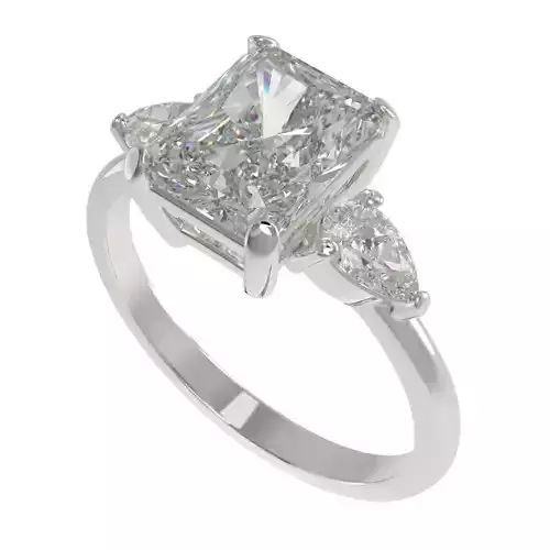 Emerald  diamond engagement ring with pears 