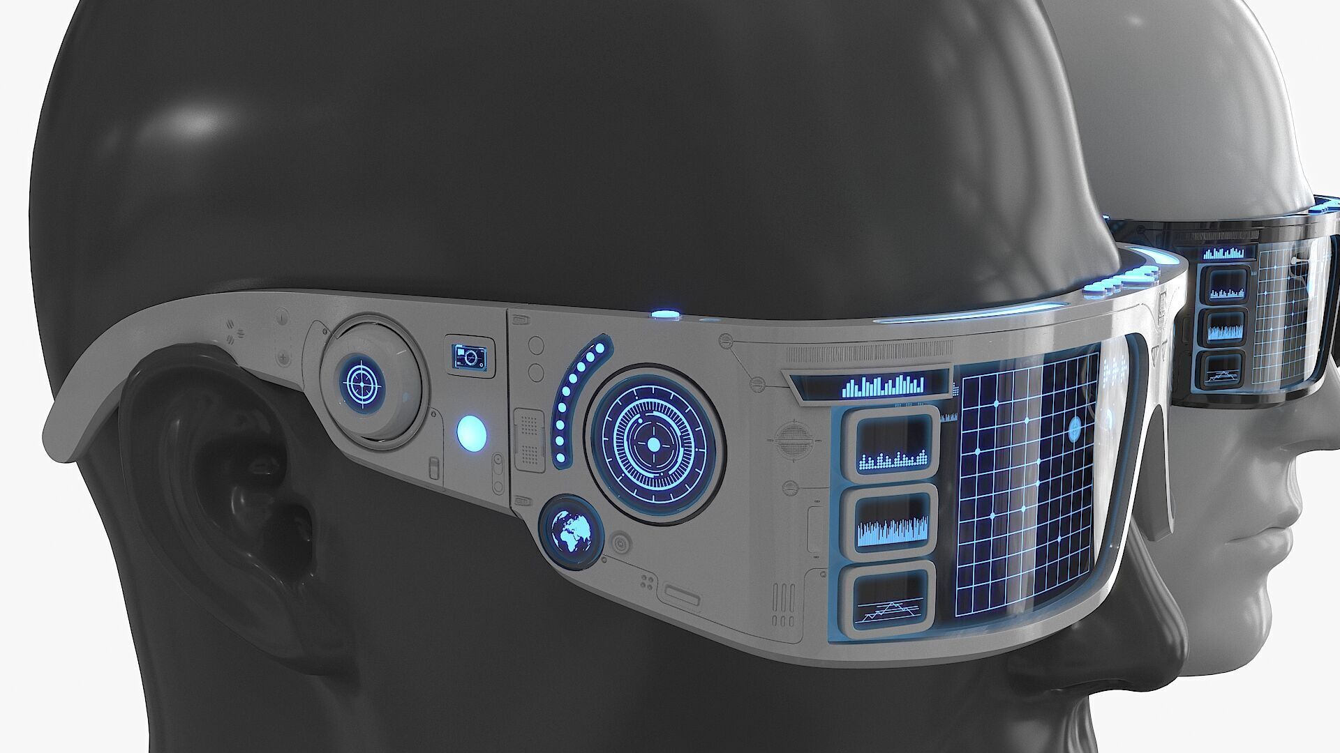 Sci Fi Smart Glasses Low-poly 3D model_4