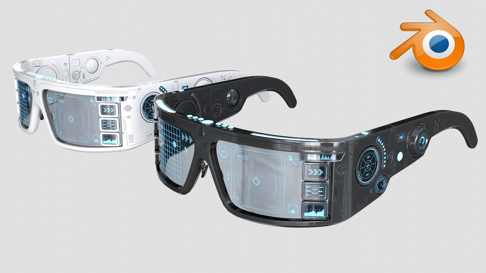 Sci Fi Smart Glasses Low-poly 3D model_7
