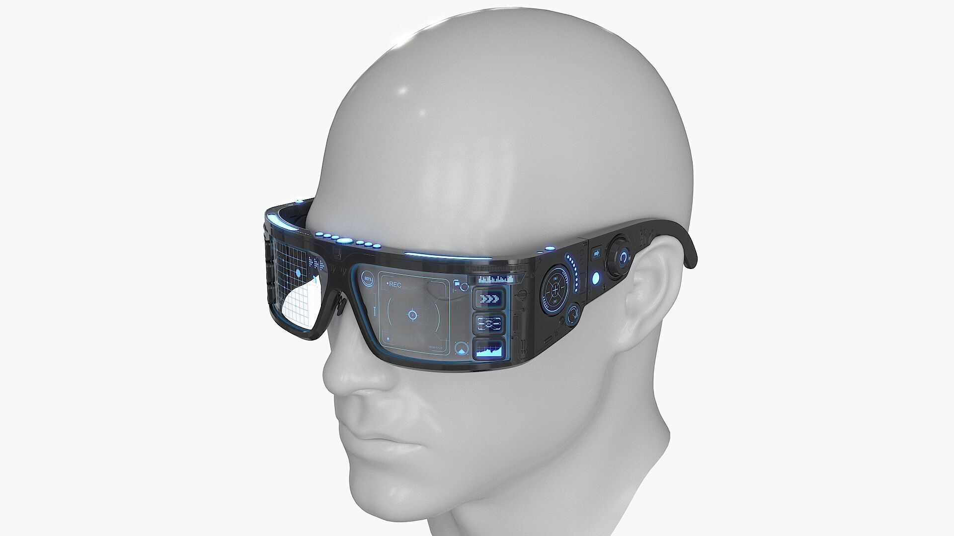 Sci Fi Smart Glasses Low-poly 3D model_2