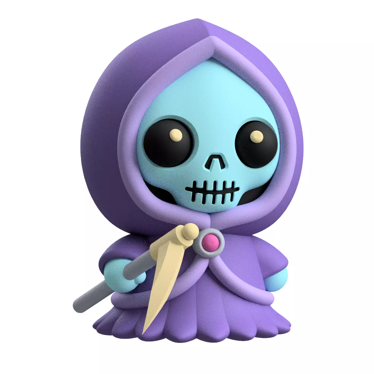 Cute Cryptid Grim Reaper 3D Printable Figure Adorable Spooky Toy 3D print model_0