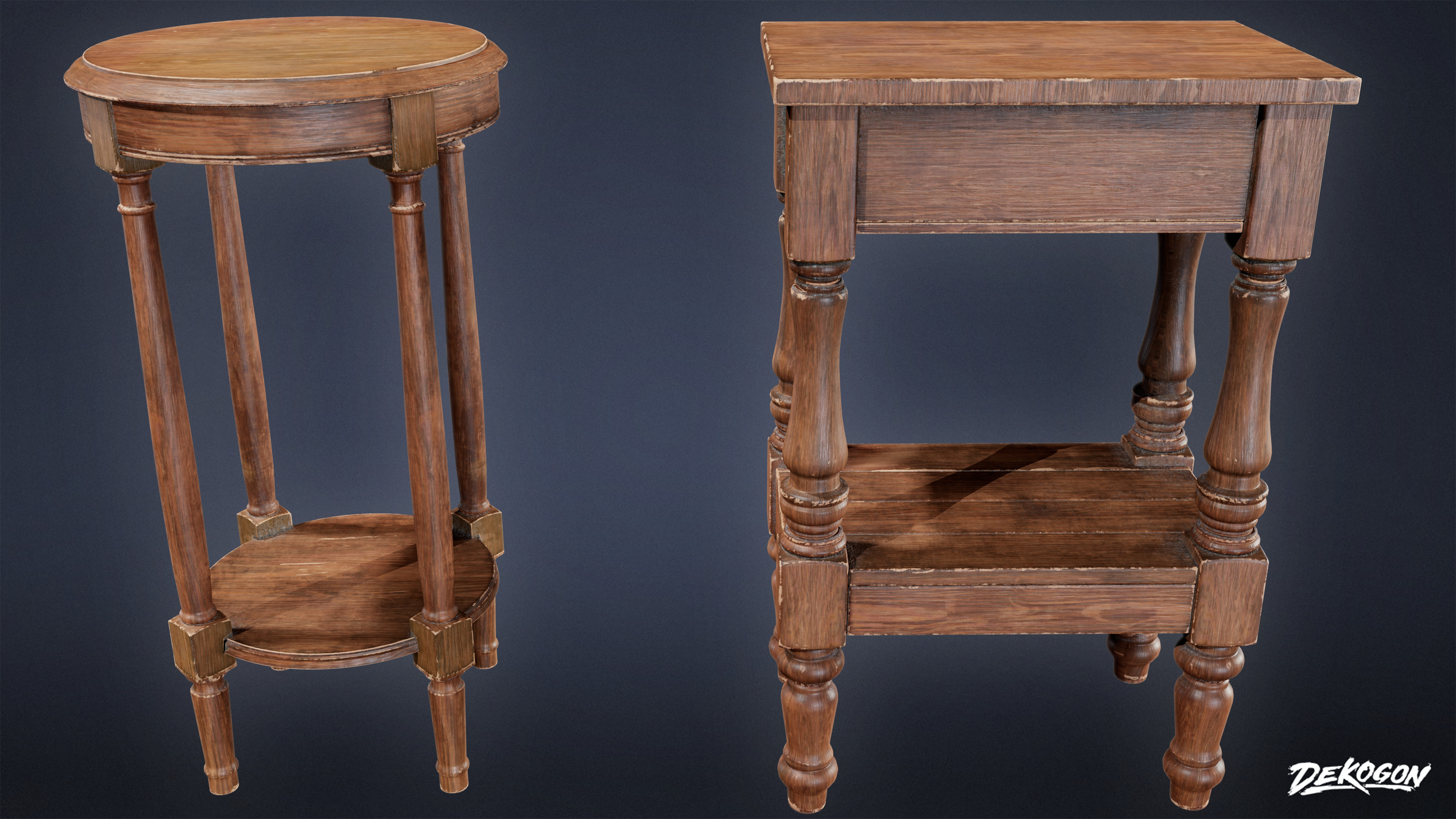 SUBURBS - Table Set 04 - LOW POLY AND NANITE Low-poly 3D model_1