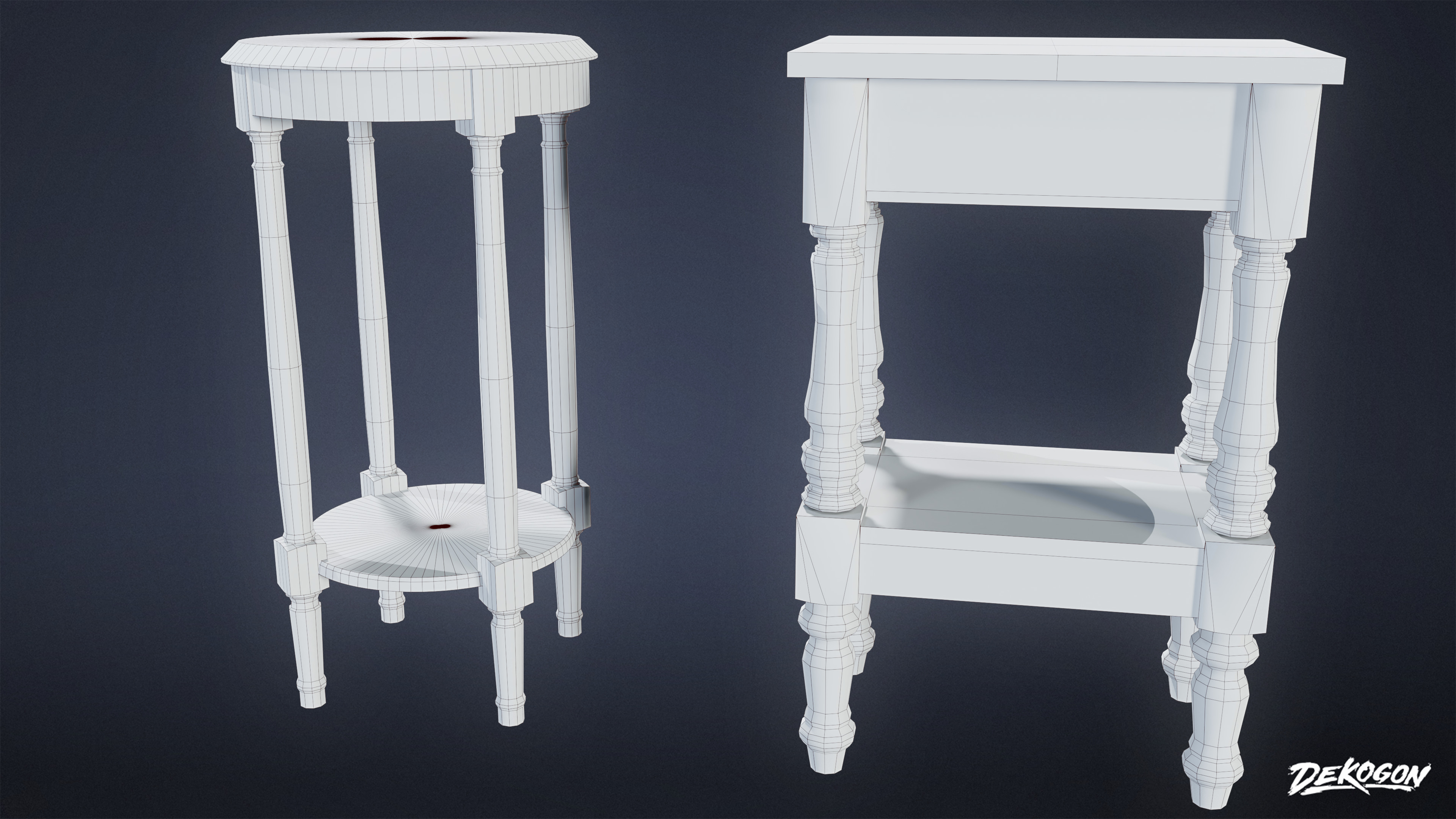 SUBURBS - Table Set 04 - LOW POLY AND NANITE Low-poly 3D model_8