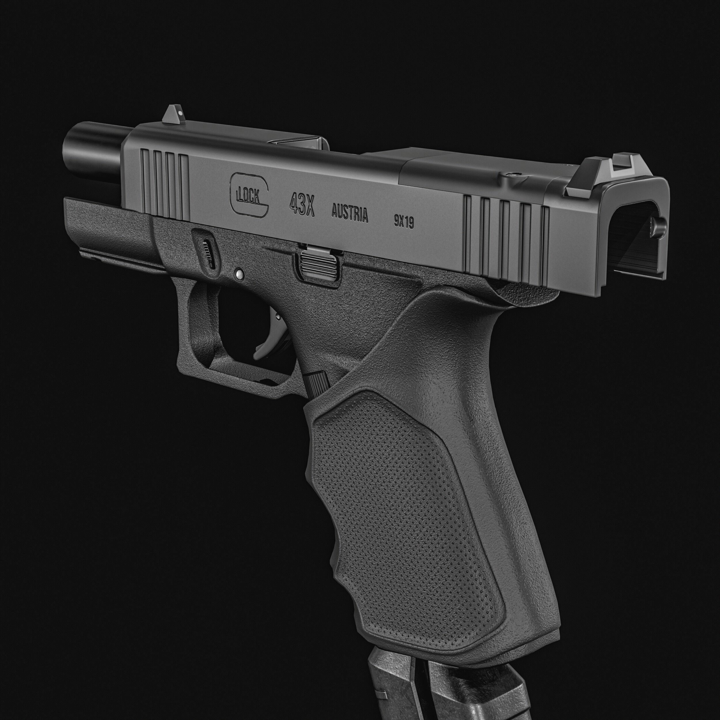 Glock G43X MOS Pistol  Low-poly 3D model_3