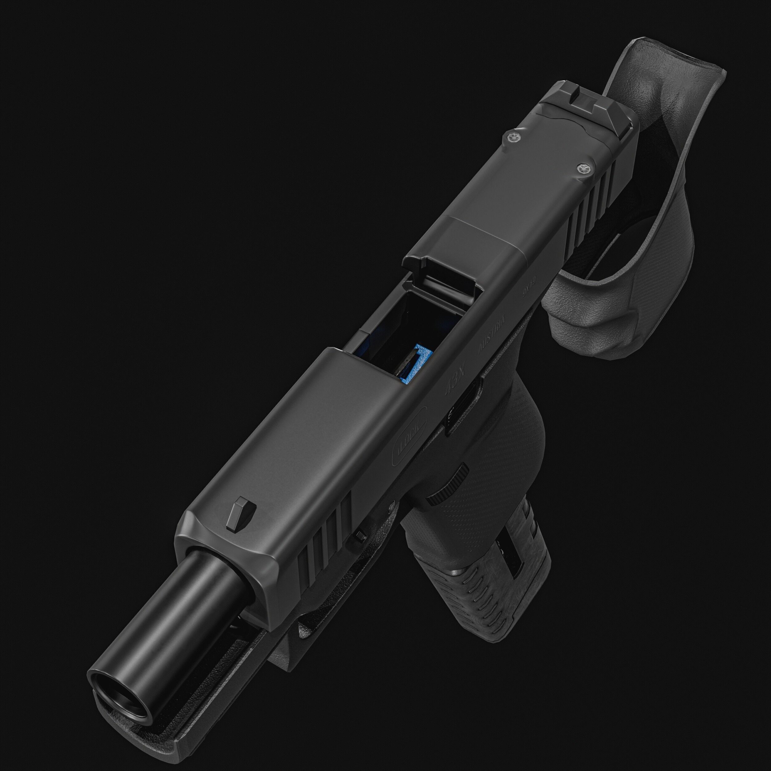 Glock G43X MOS Pistol  Low-poly 3D model_15