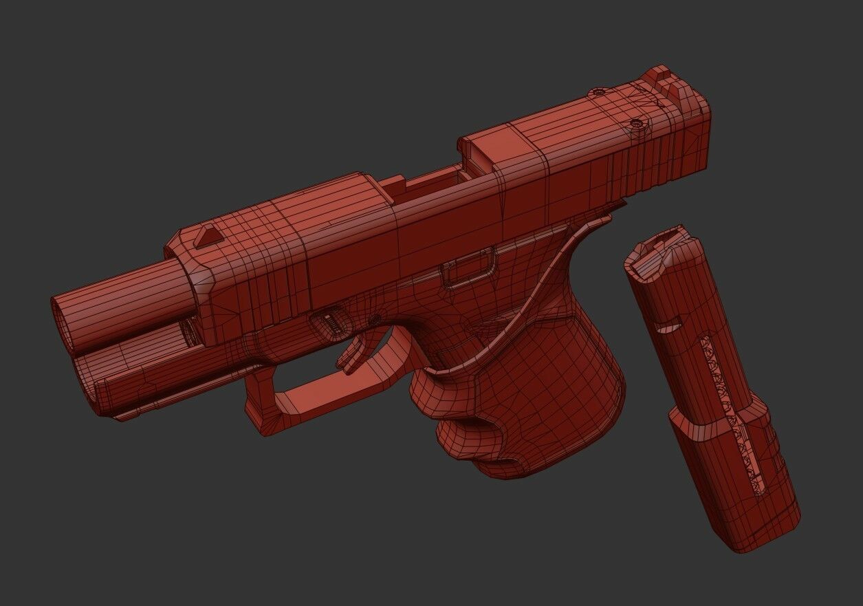 Glock G43X MOS Pistol  Low-poly 3D model_24