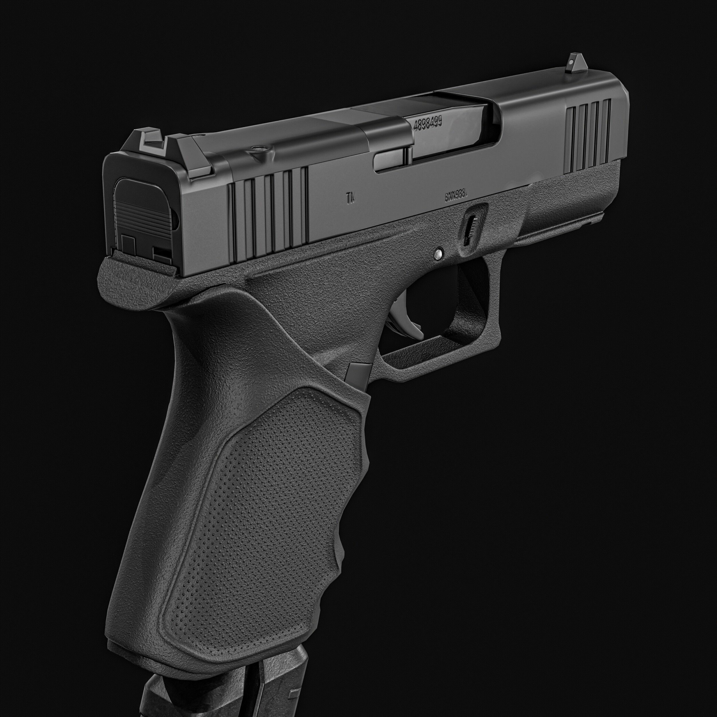 Glock G43X MOS Pistol  Low-poly 3D model_8
