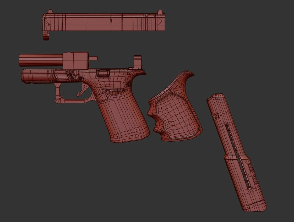 Glock G43X MOS Pistol  Low-poly 3D model_27
