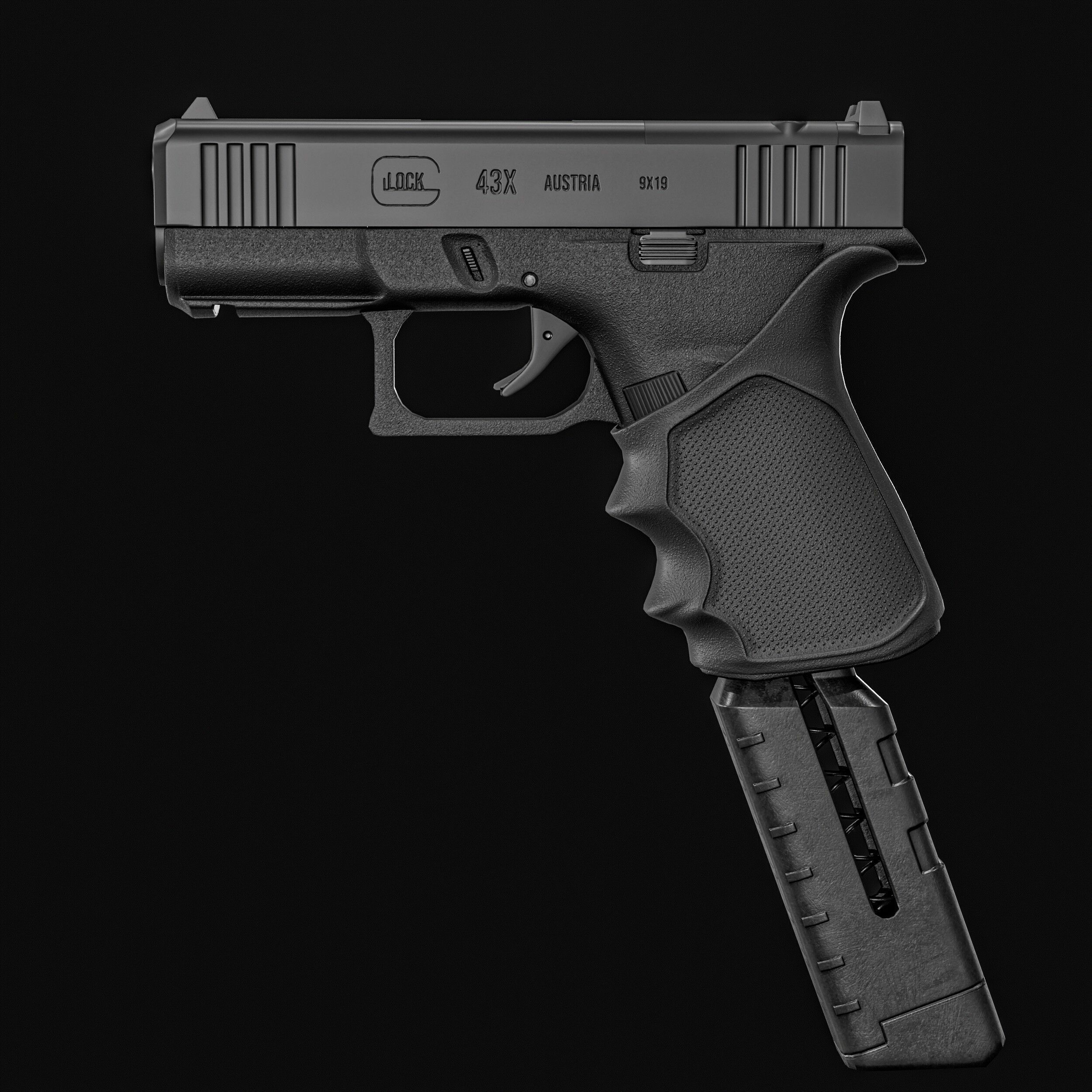 Glock G43X MOS Pistol  Low-poly 3D model_17