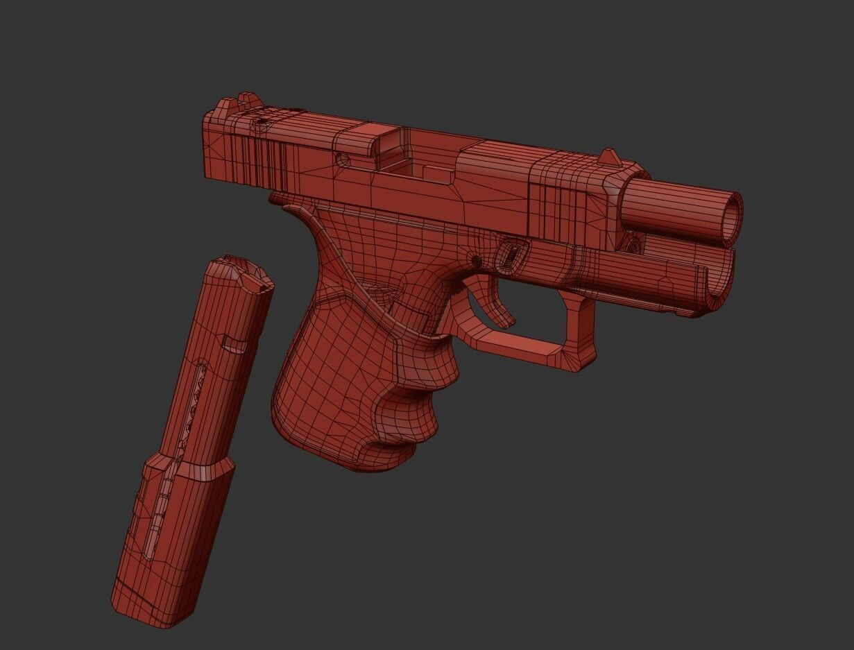 Glock G43X MOS Pistol  Low-poly 3D model_23