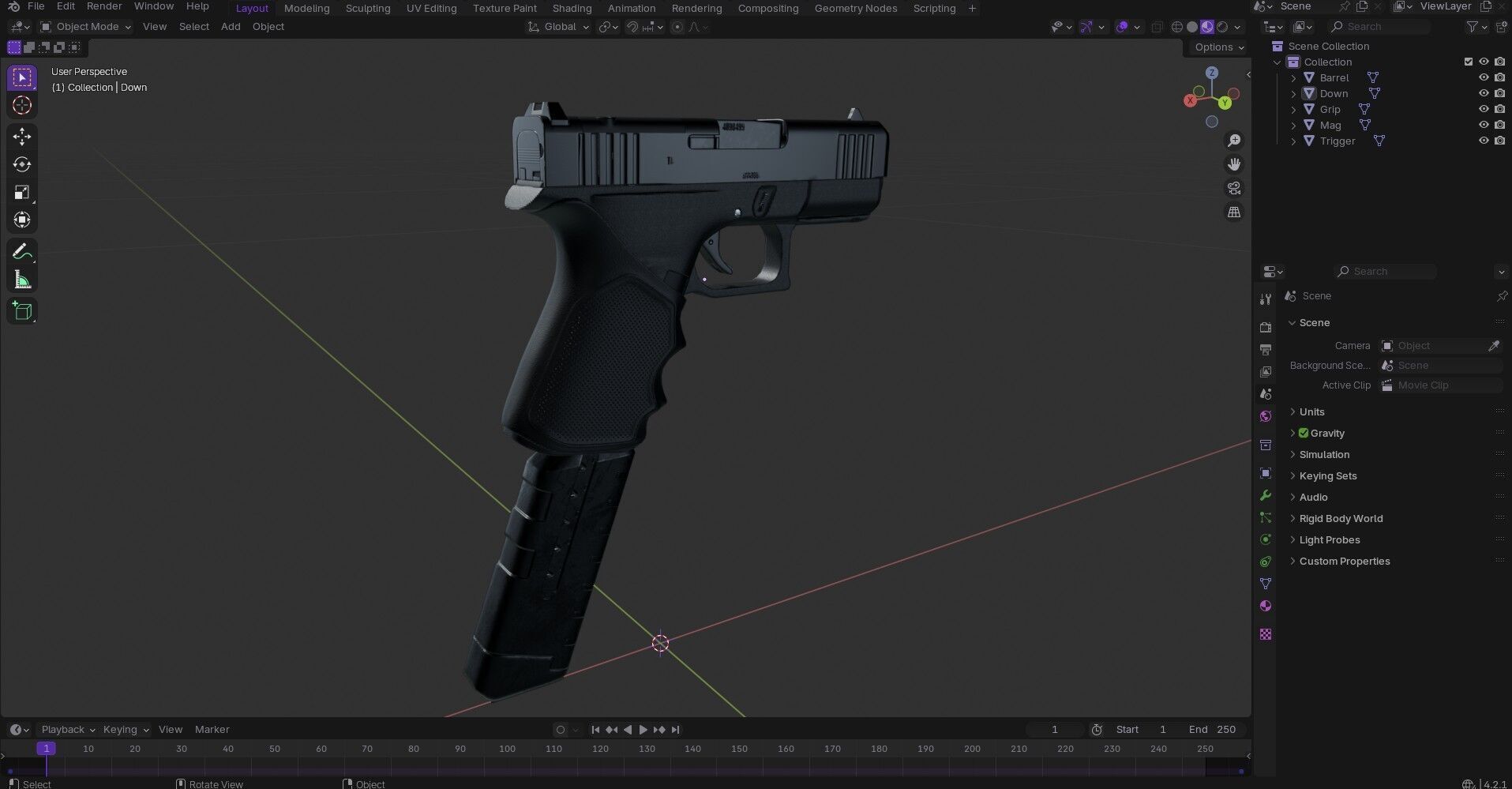 Glock G43X MOS Pistol  Low-poly 3D model_21