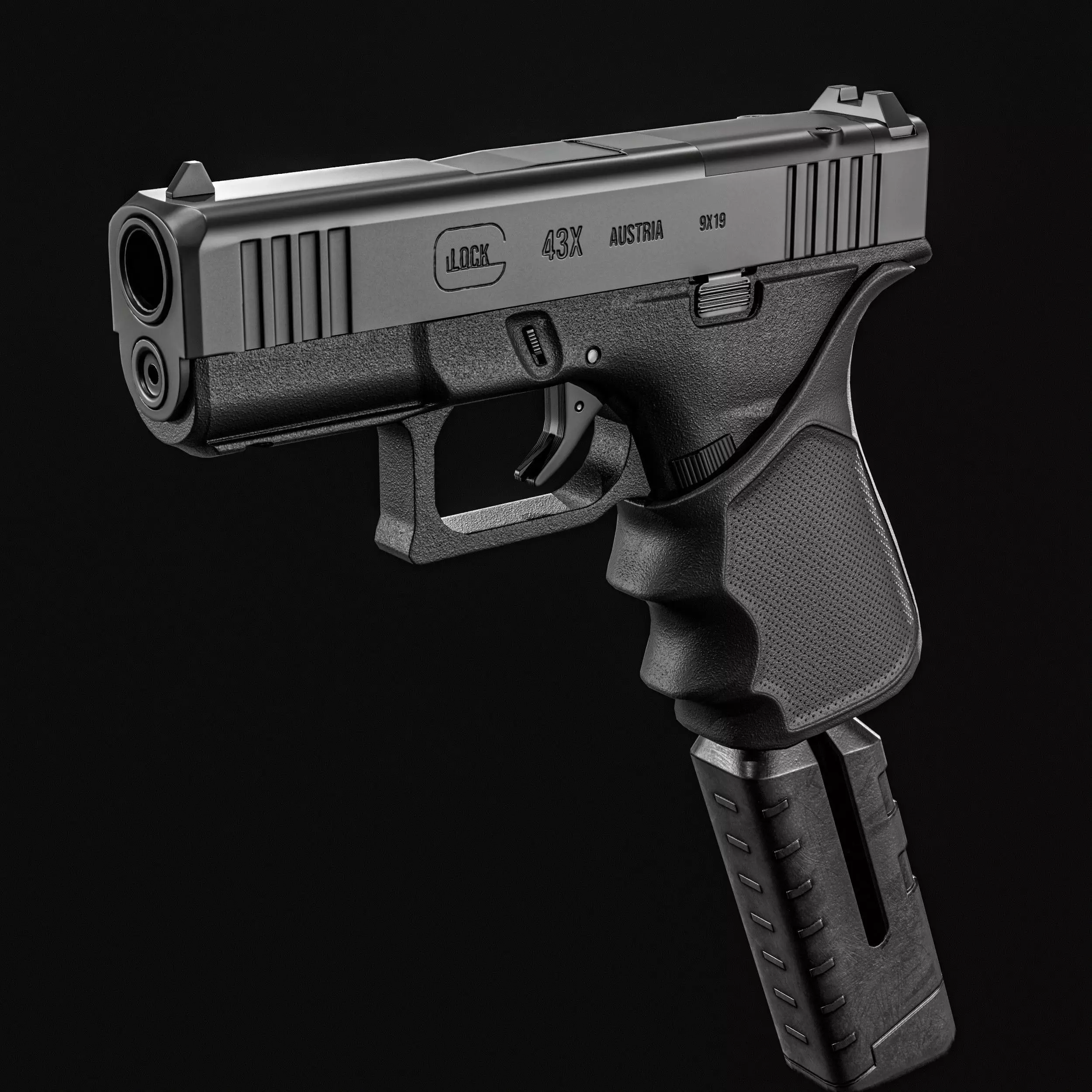 Glock G43X MOS Pistol  Low-poly 3D model_0
