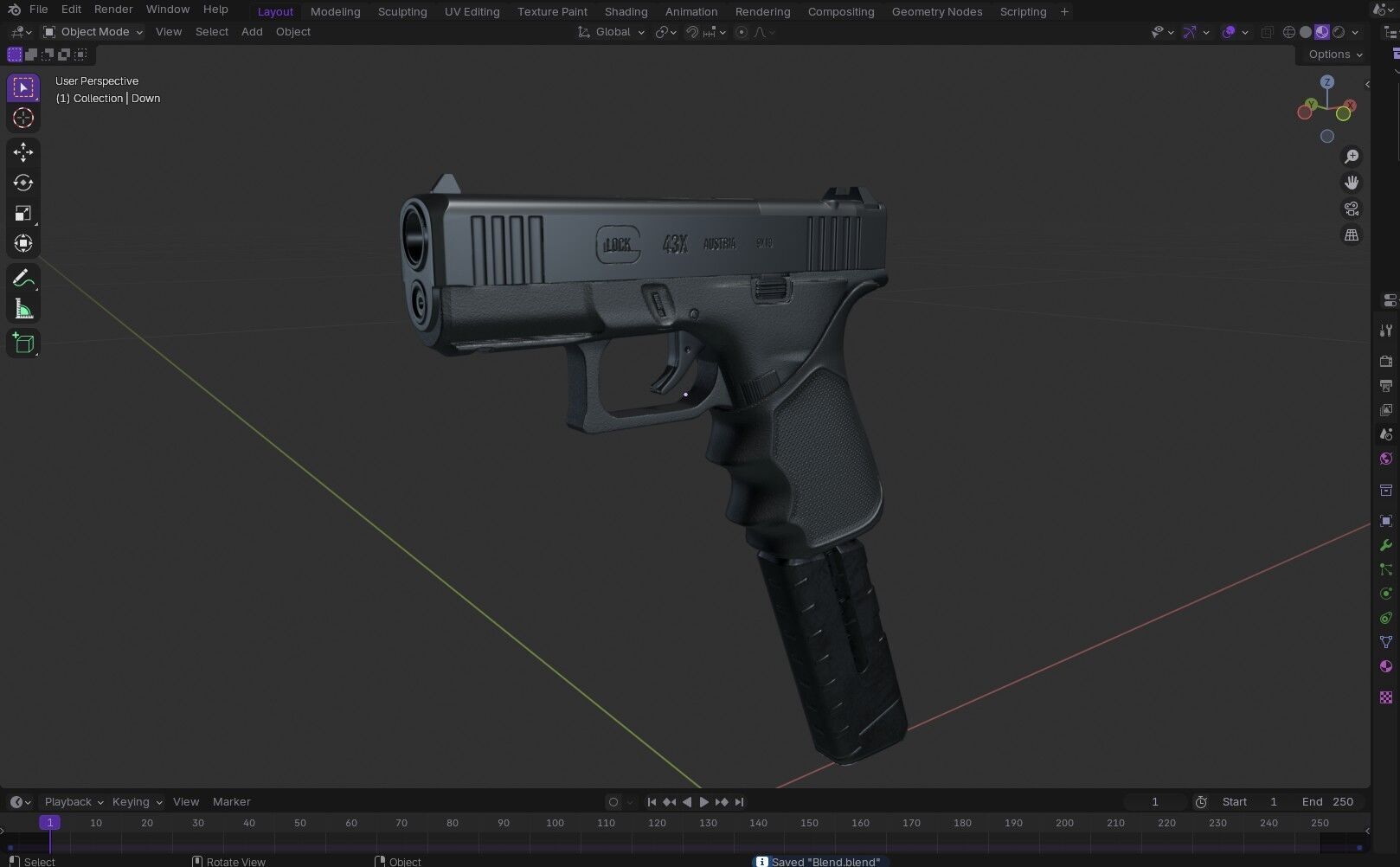 Glock G43X MOS Pistol  Low-poly 3D model_22