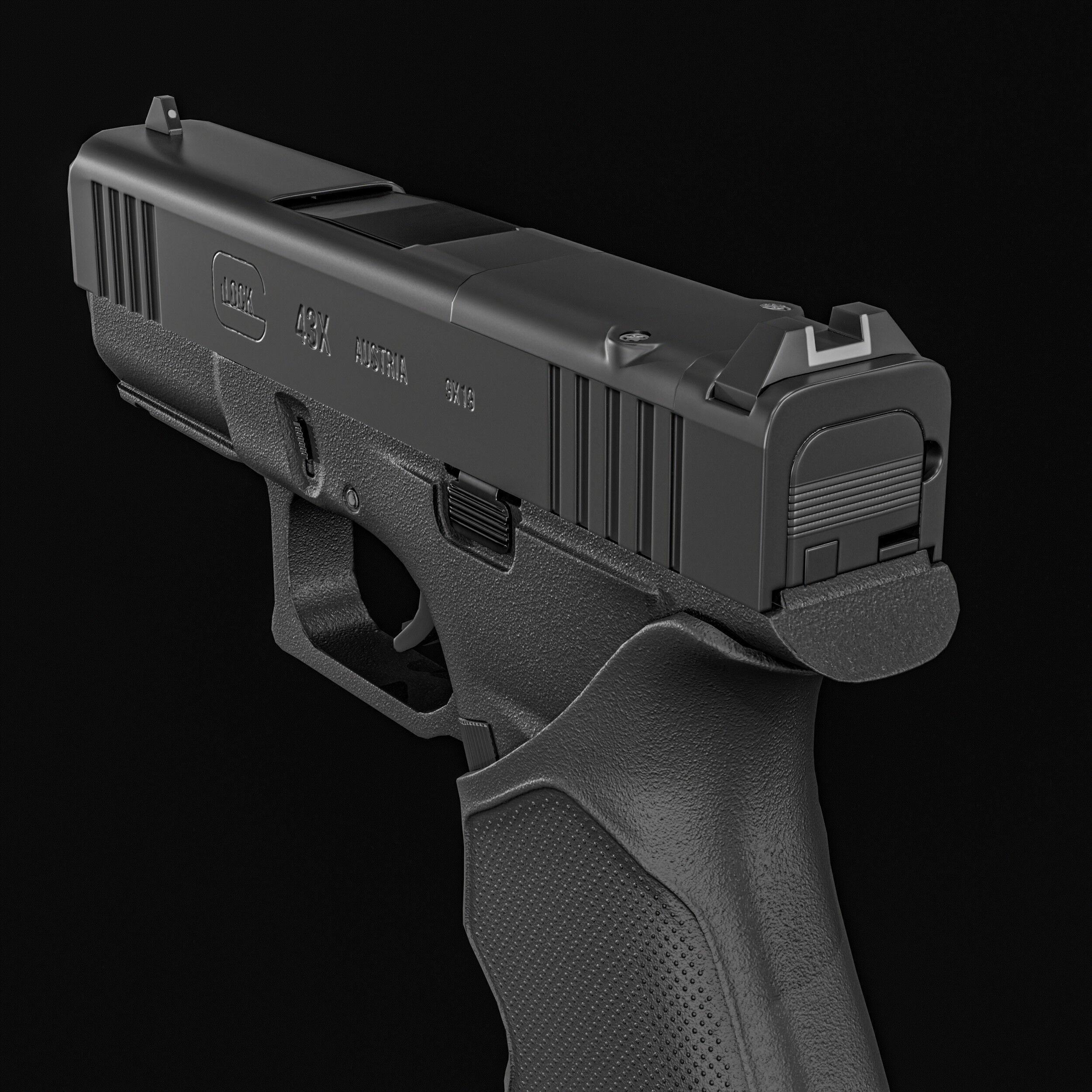 Glock G43X MOS Pistol  Low-poly 3D model_13