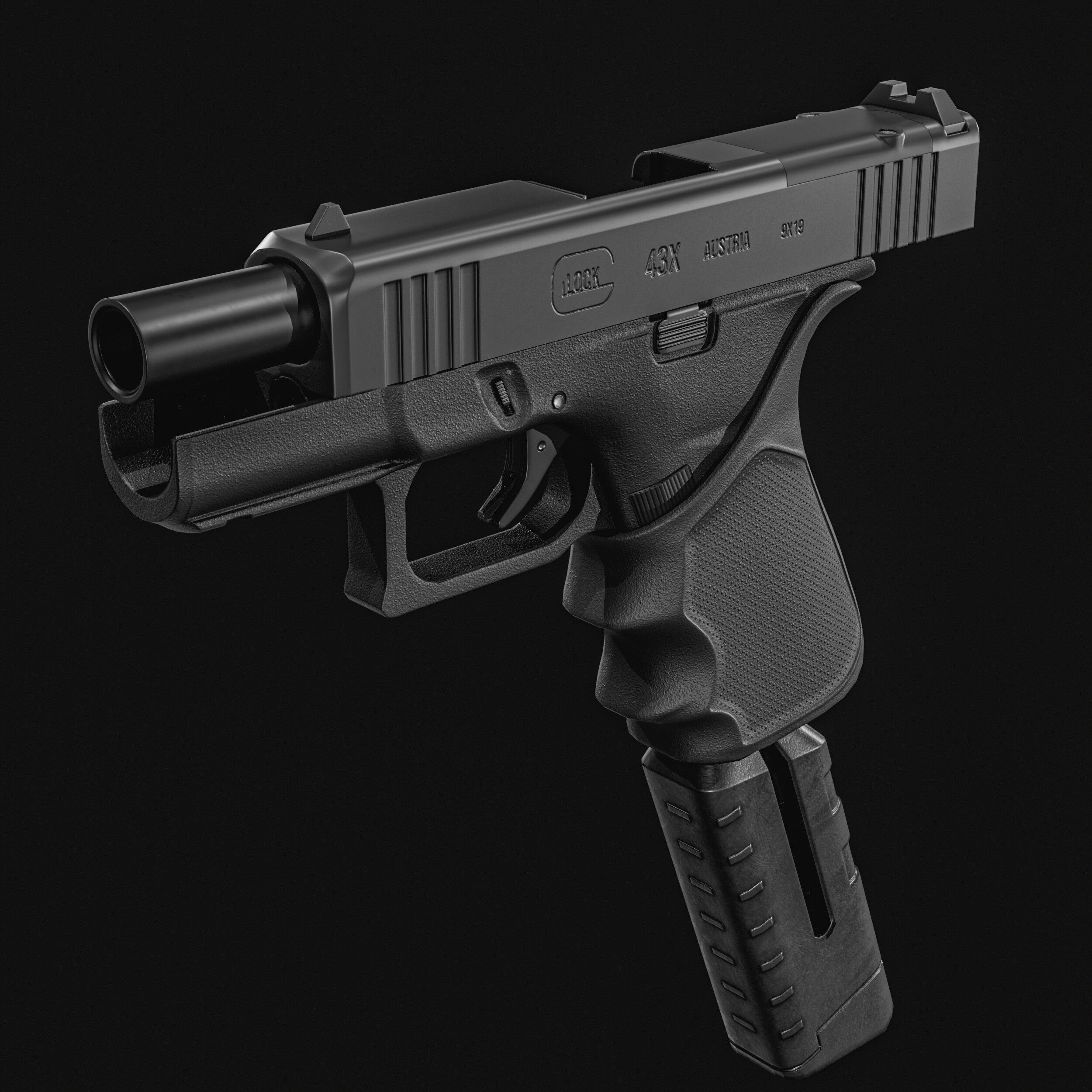 Glock G43X MOS Pistol  Low-poly 3D model_10