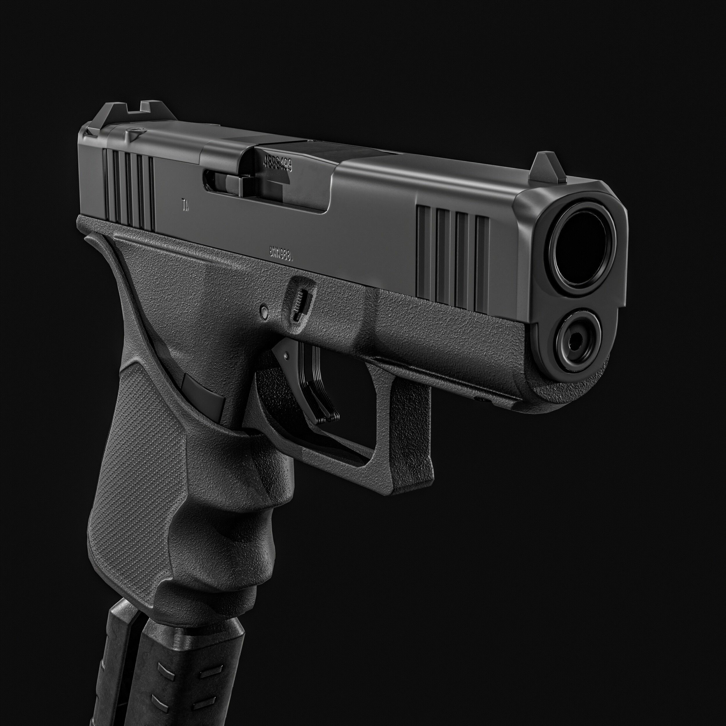 Glock G43X MOS Pistol  Low-poly 3D model_4